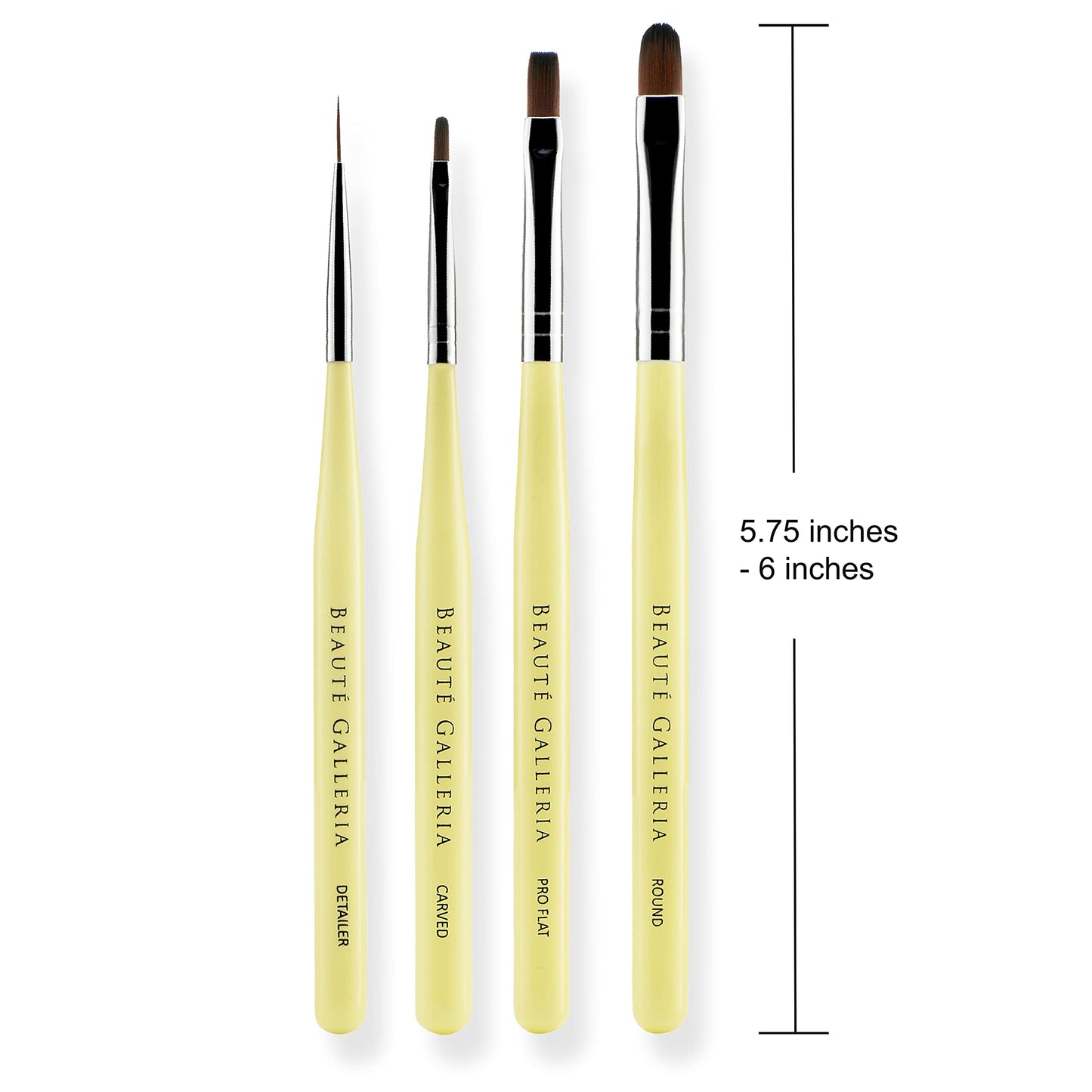 Beaute Galleria 4-Piece UV Gel Nail Art Brush Set - Pro Flat, Carved, Detailer, Round for Fine Line, Detailer, Outline, Striping, Polygel Nails, Gel Beauty & Personal Care BEAUTÉ GALLERIA