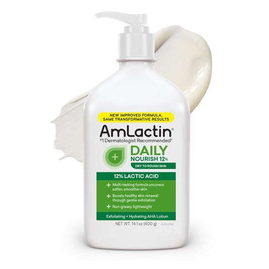 AmLactin Daily Nourish 12% - 14.1 oz Body Lotion with 12% Lactic Acid - Exfoliator and Moisturizer for Dry Skin (Packaging May Vary) Beauty & Personal Care AmLactin