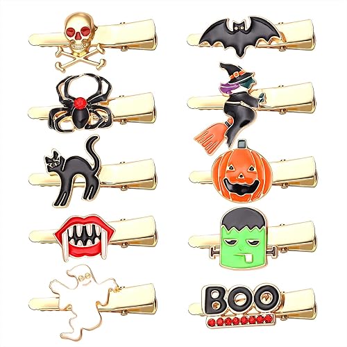 10PCS Halloween Hair Clips for Women Cute Spider Pumpkin Ghost Cat Duckbill Hairpins Small Gothic Alligator Clips Halloween Costume Party Hair Beauty & Personal Care NVENF