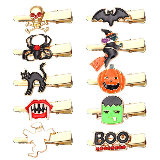 10PCS Halloween Hair Clips for Women Cute Spider Pumpkin Ghost Cat Duckbill Hairpins Small Gothic Alligator Clips Halloween Costume Party Hair Beauty & Personal Care NVENF