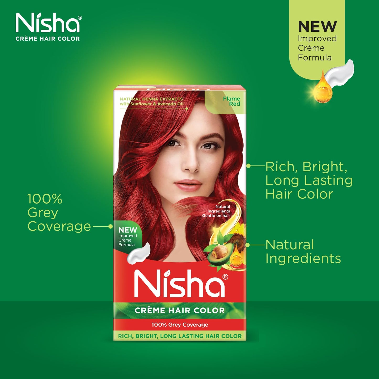Nisha cream hair color Fashion Highlights And Rich Bright Long-Lasting Colour Flame Red Pack of 2 Beauty & Personal Care Nisha