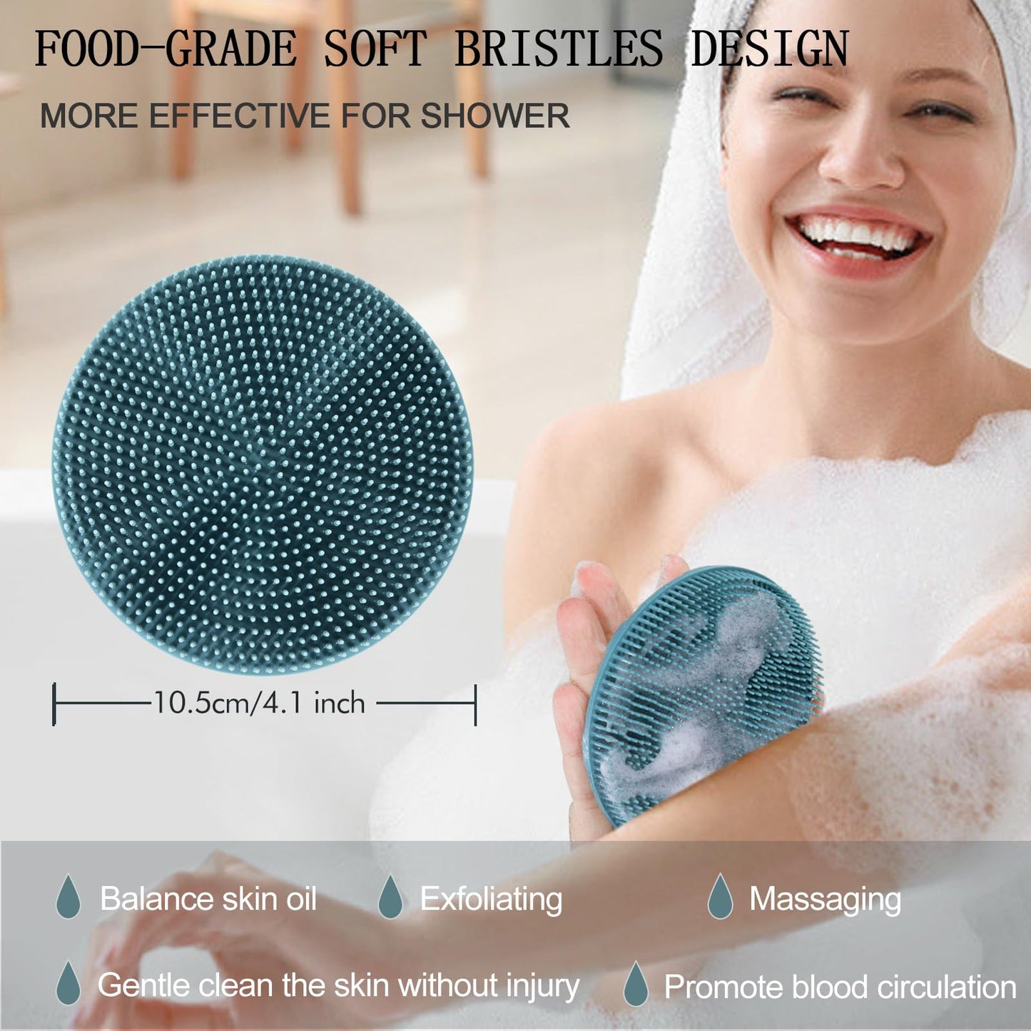 INNERNEED Food-Grade Soft Silicone Body Scrubber Shower Brush Handheld Cleansing Skin Brush, Gentle Exfoliating and Lather Well (Dark Green) Beauty and Personal Care INNERNEED
