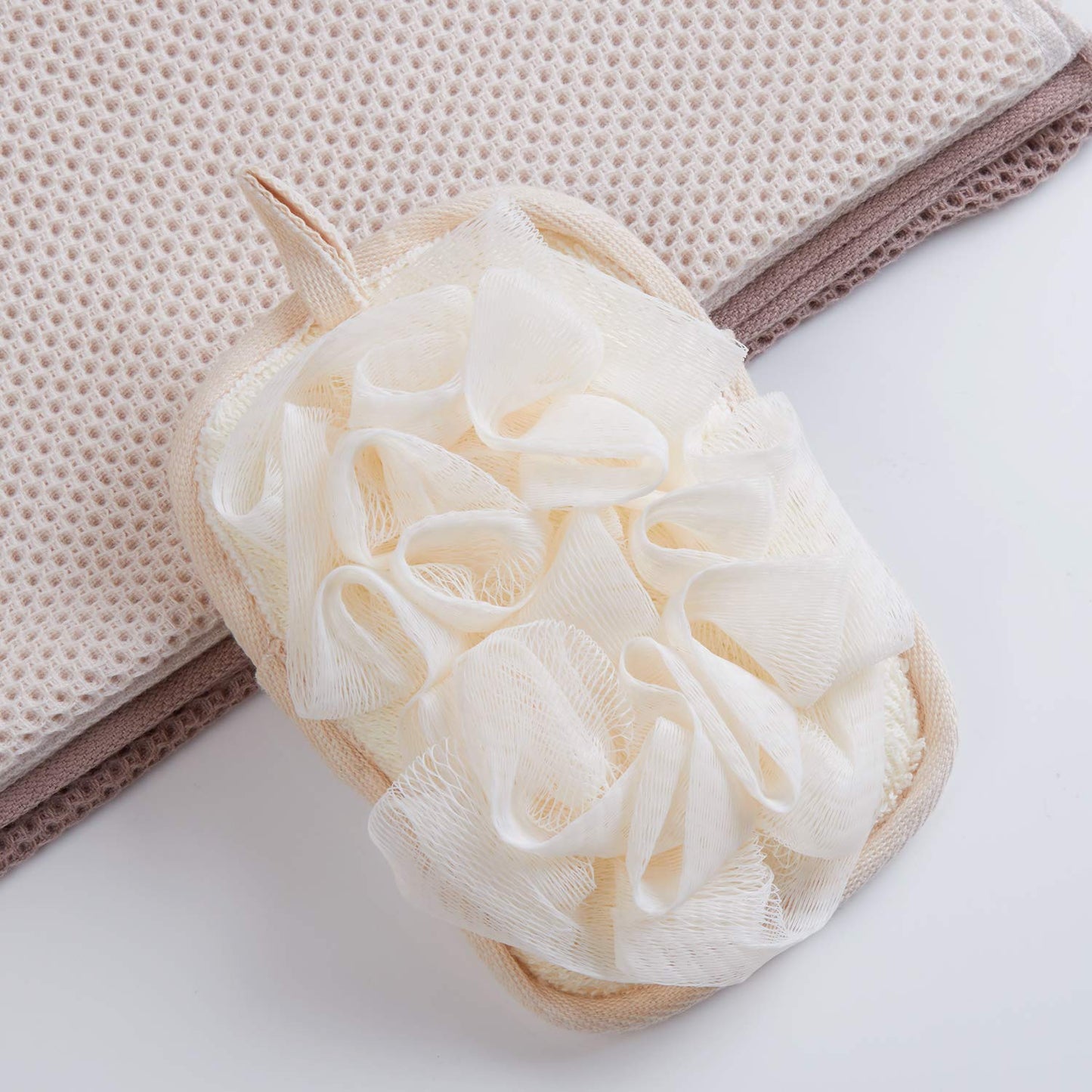 mikimini Bath Mitt for Women, Bath Pouf Mesh Brushes 1 PC Upgraded Version | Loofah Sponge & Exfoliating Pad 2 in 1 Professional Design | Exfoliating Beauty & Personal Care mikimini