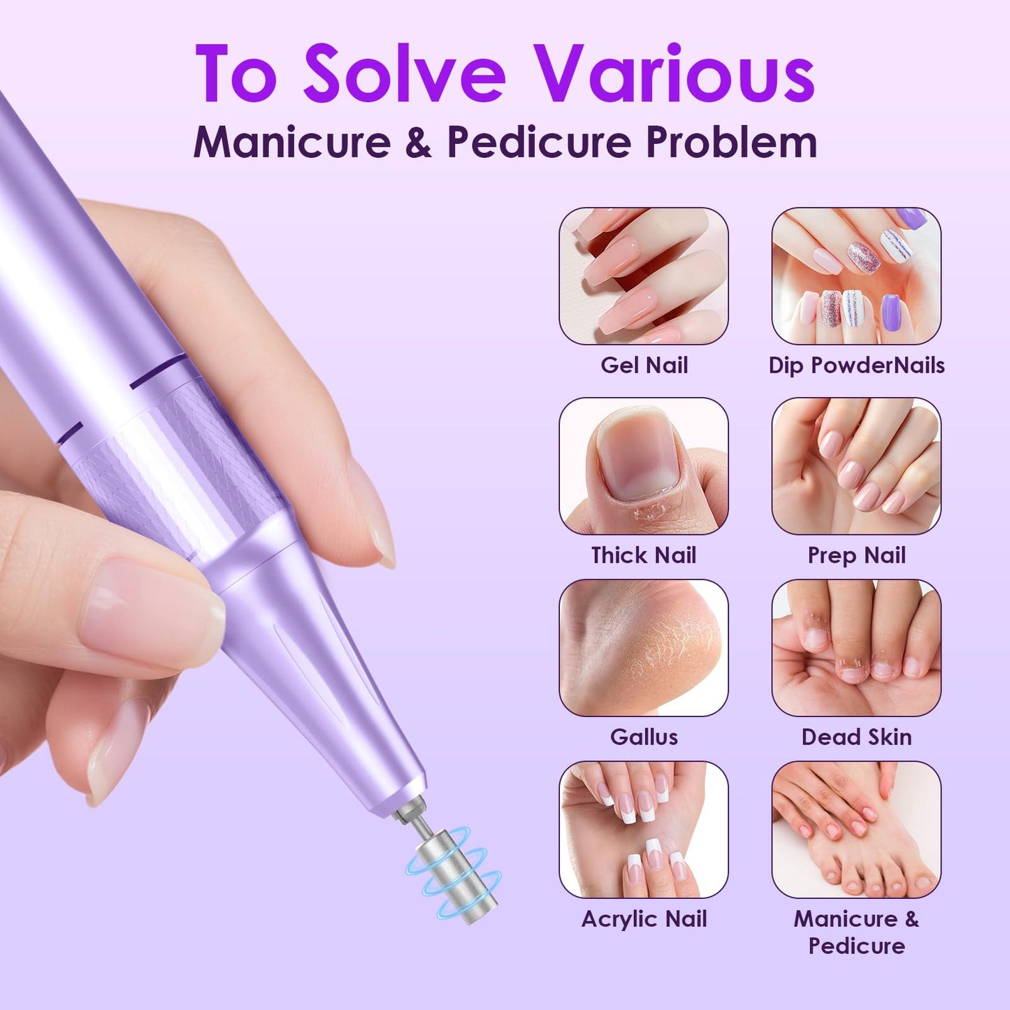 HELIVIVE Professional Electric Nail Drill 45000RPM Cordless Nail File Beauty and Personal Care HELIVIVE