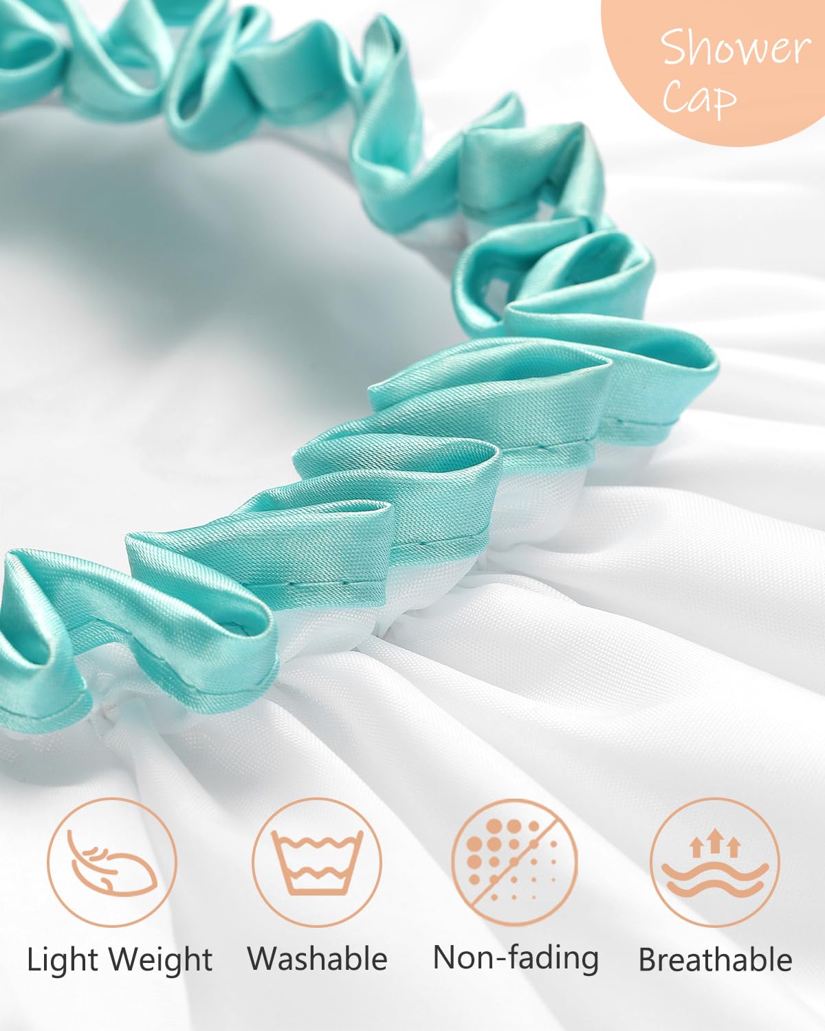mikimini White Shower Cap for Women and Girls 2 Pack,Double Waterproof, Reusable,Washable, Super Cute and Soft,Comfortable Beauty & Personal Care mikimini