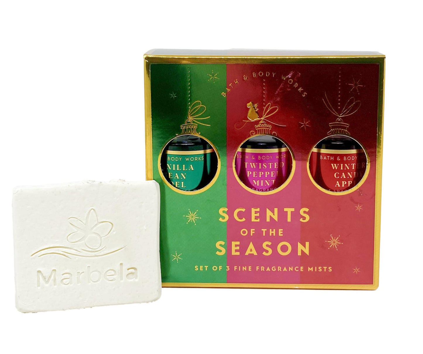 Bath & Body Works Scents of the Season Mini Gift Box Set of 3 Fragrance Mists Travel Size With a Natural Oats Sample Soap. Beauty and Personal Care Bath & Body Works