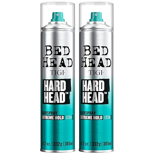 TIGI Bed Head Hard Head Hairspray 2-Pack - Extreme Hold Hairspray, Dries Instantly, Adds Shine, Vibrant Apple Scent, 11.7 Oz Ea Beauty & Personal Care TIGI