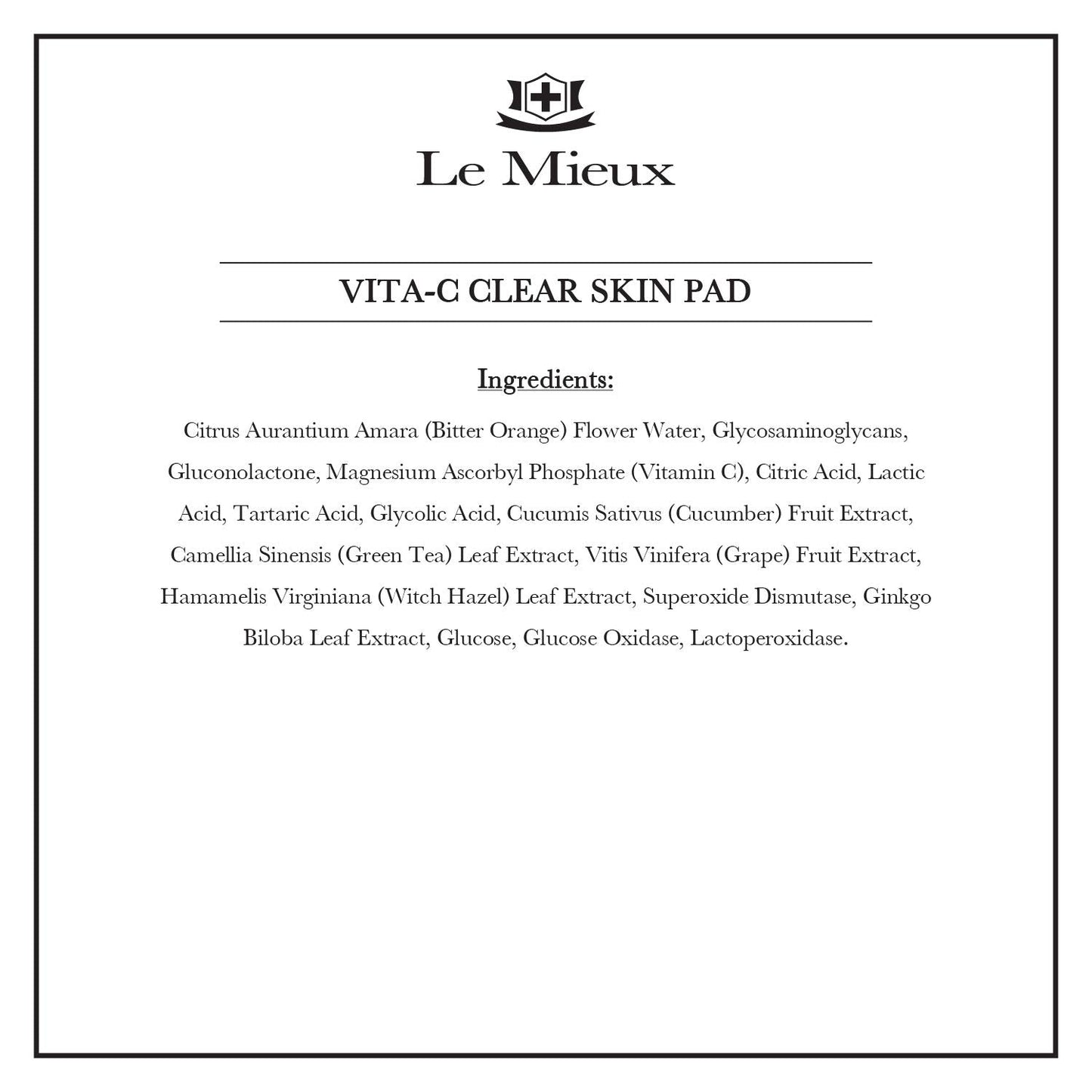 Le Mieux Vita-C Clear Skin Pad - Triple-Action Facial Exfoliant Pads with Glycolic Acid Pads & Antioxidant Vitamin C (2 oz / 30 pads) Beauty & Personal Care Le Mieux