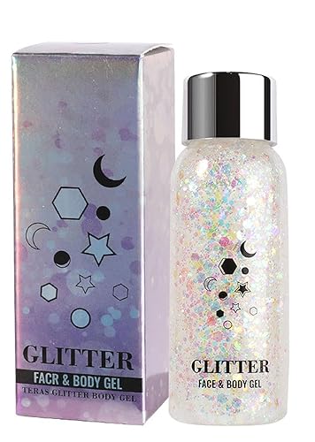 JUDEWY Body Glitter Gel, Face Glitter Body Glitter Glitter Liquid Eyeshadow, Face Hair Nail Glitter, Holographic Makeup Festival Glitter Makeup (01) Beauty & Personal Care JUDEWY