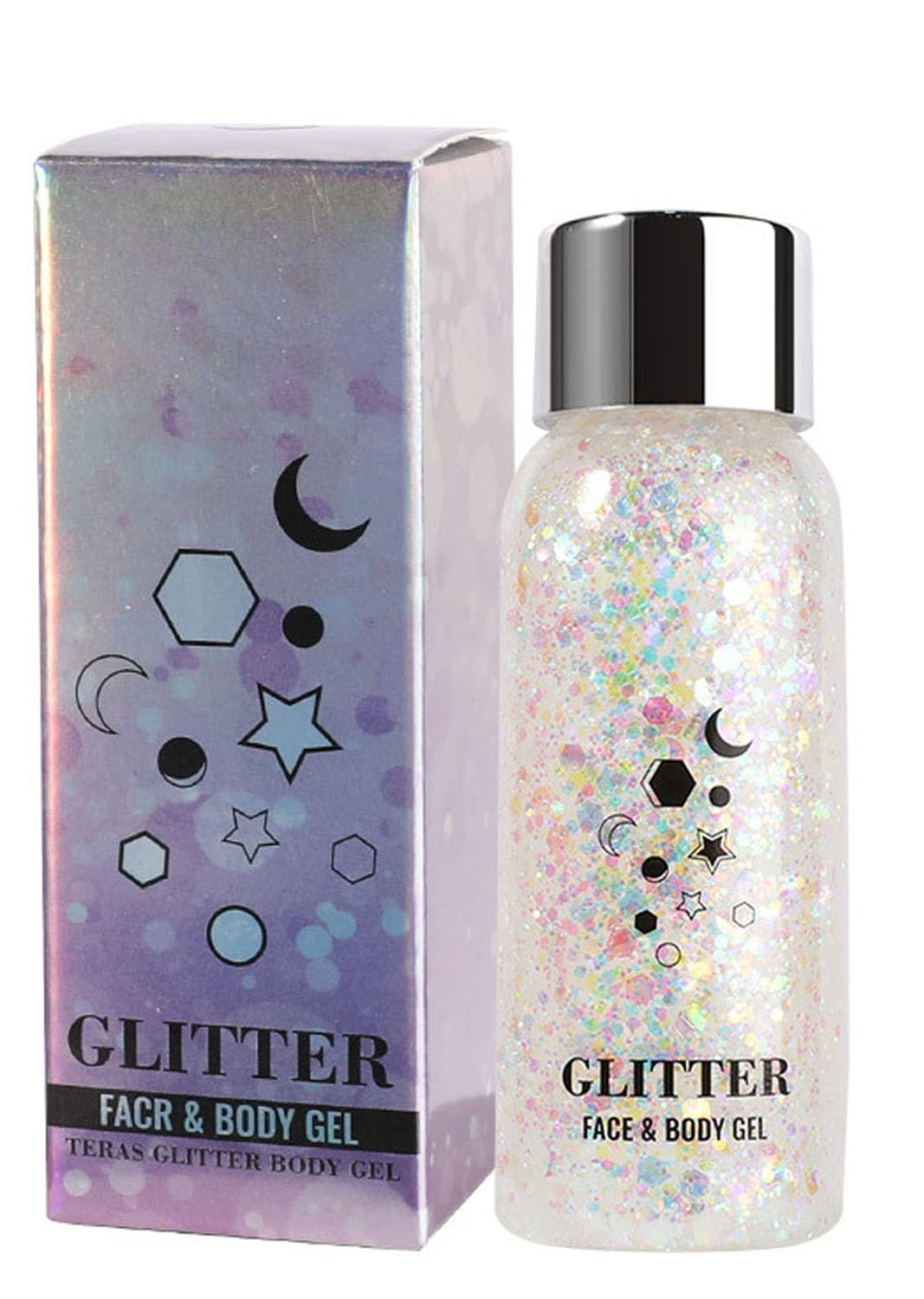 JUDEWY Body Glitter Gel, Face Glitter Body Glitter Glitter Liquid Eyeshadow, Face Hair Nail Glitter, Holographic Makeup Festival Glitter Makeup (01) Beauty & Personal Care JUDEWY
