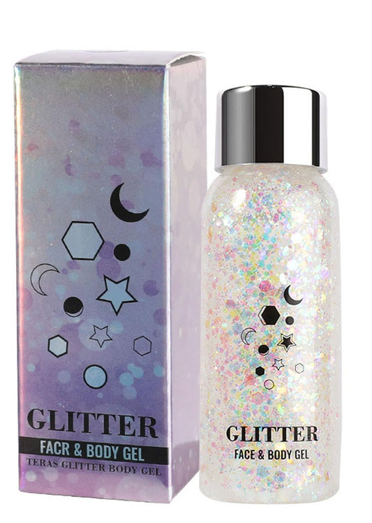 JUDEWY Body Glitter Gel, Face Glitter Body Glitter Glitter Liquid Eyeshadow, Face Hair Nail Glitter, Holographic Makeup Festival Glitter Makeup (01) Beauty & Personal Care JUDEWY