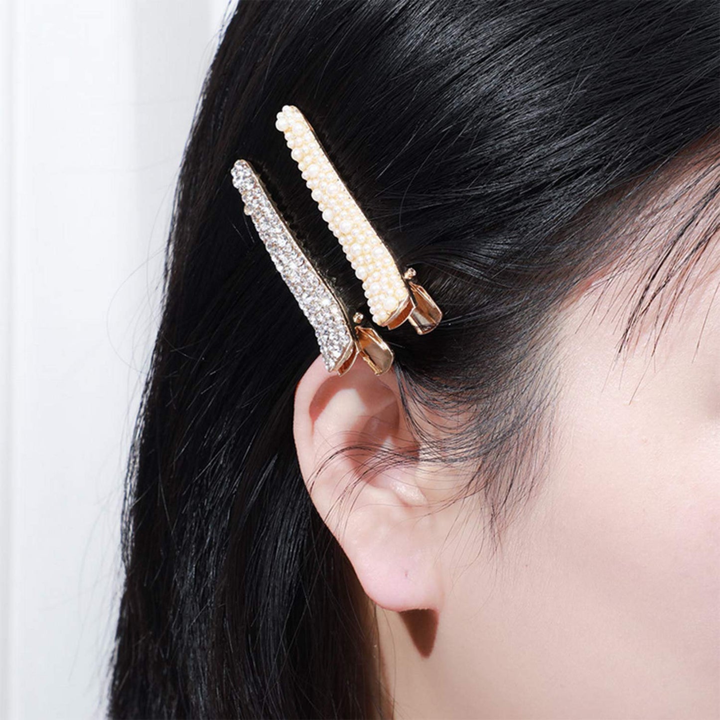 MIAO JIN 12 Pcs Rhinestone Pearls Alligator Hair Clips Duckbill Hairpins for Women's and Girls Hair Accessories Beauty & Personal Care MIAO JIN