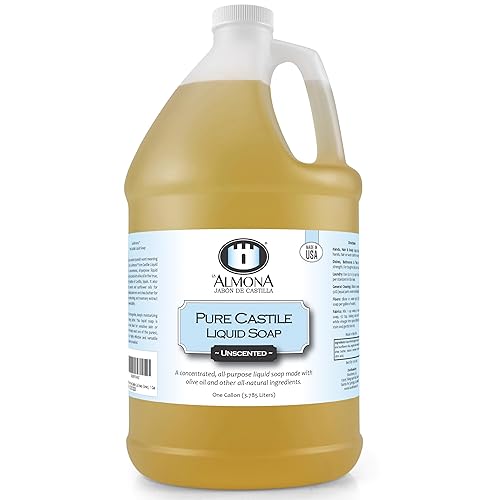 La Almona - Pure Castile Liquid Soap, UNSCENTED, 1 Gallon - Multipurpose: Hands, Face, Body, Laundry, Dishes & More - For Sensitive Skin, All-Natural Beauty & Personal Care La Almona
