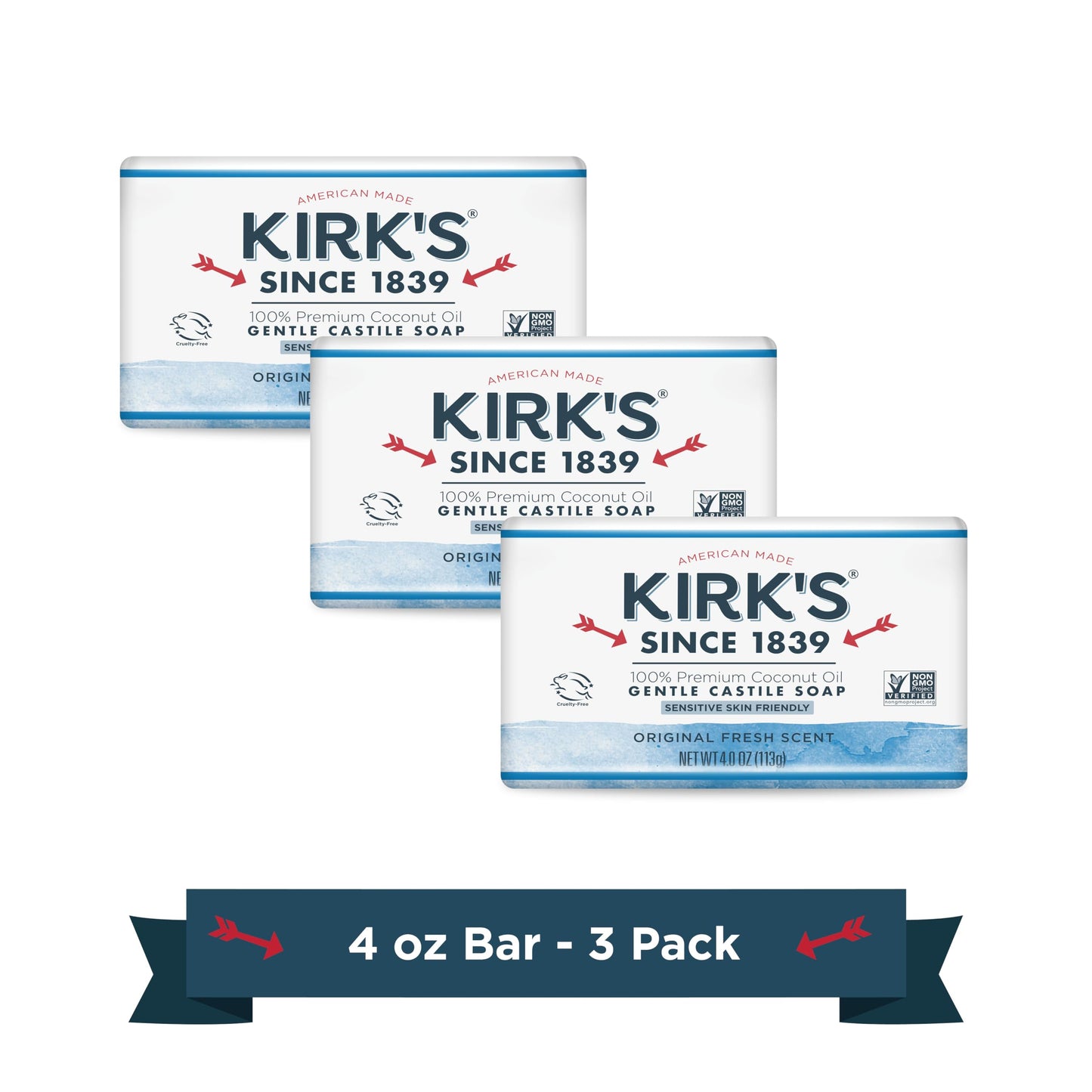 Kirk's Original Coco Castile Soap, Pack of 3 Beauty & Personal Care Kirk's