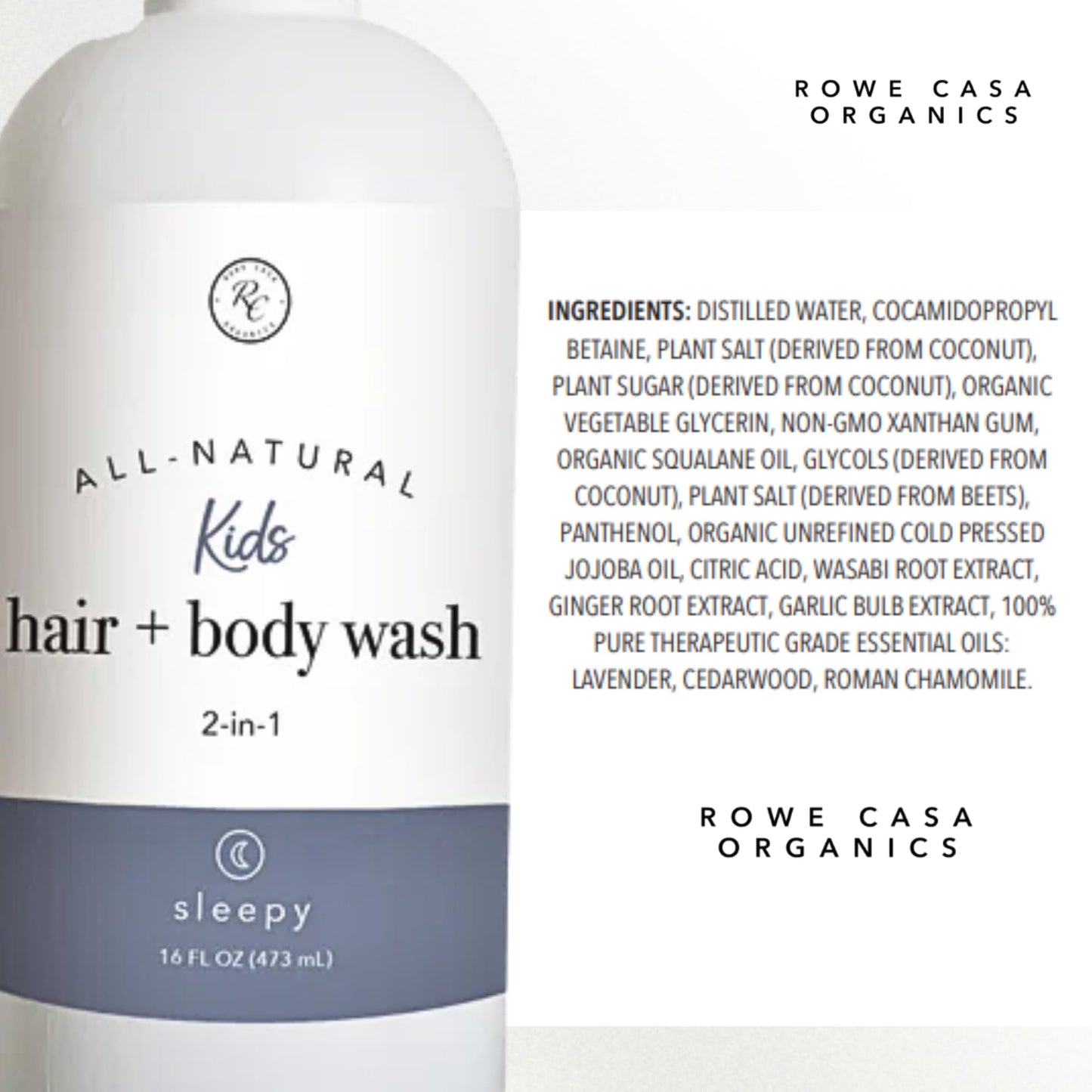 Rowe Casa Organics 2-in-1 Kids Hair & Body Wash with Therapeutic Essential Oils - Fruity Kids Shampoo & Body Wash with Sweet, Bright & Uplifting Scent Beauty & Personal Care Rowe Casa Organics