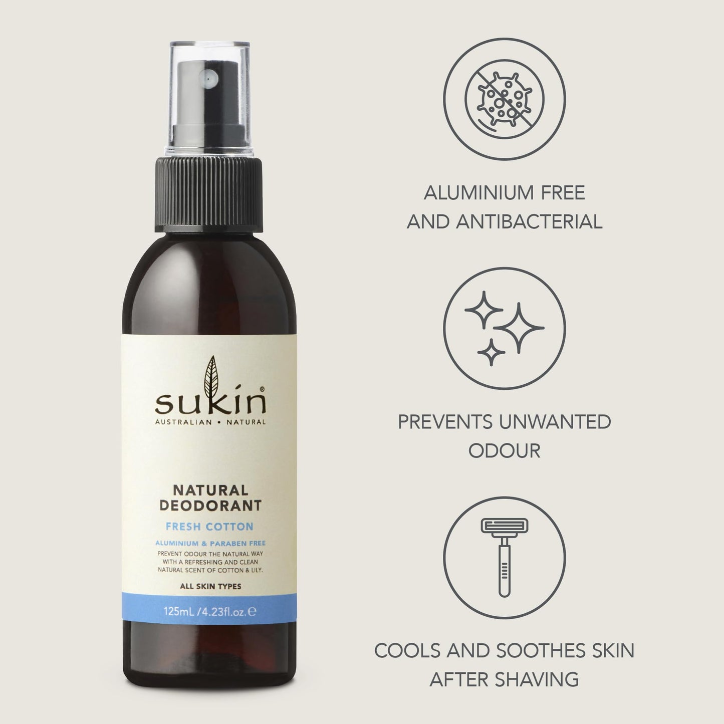 Deodorant Fesh Cotton Beauty and Personal Care Sukin