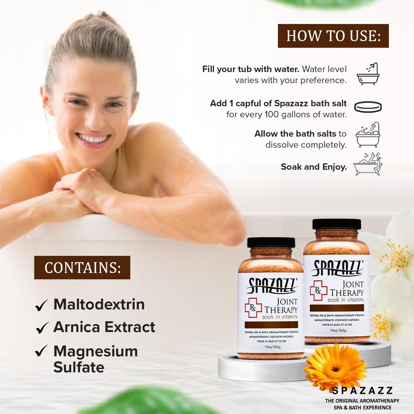 Spazazz SPZ-602 RX Therapy Crystals Container Bath Minerals, 19-Ounce, Joint Therapy Inflammation Beauty and Personal Care Spazazz