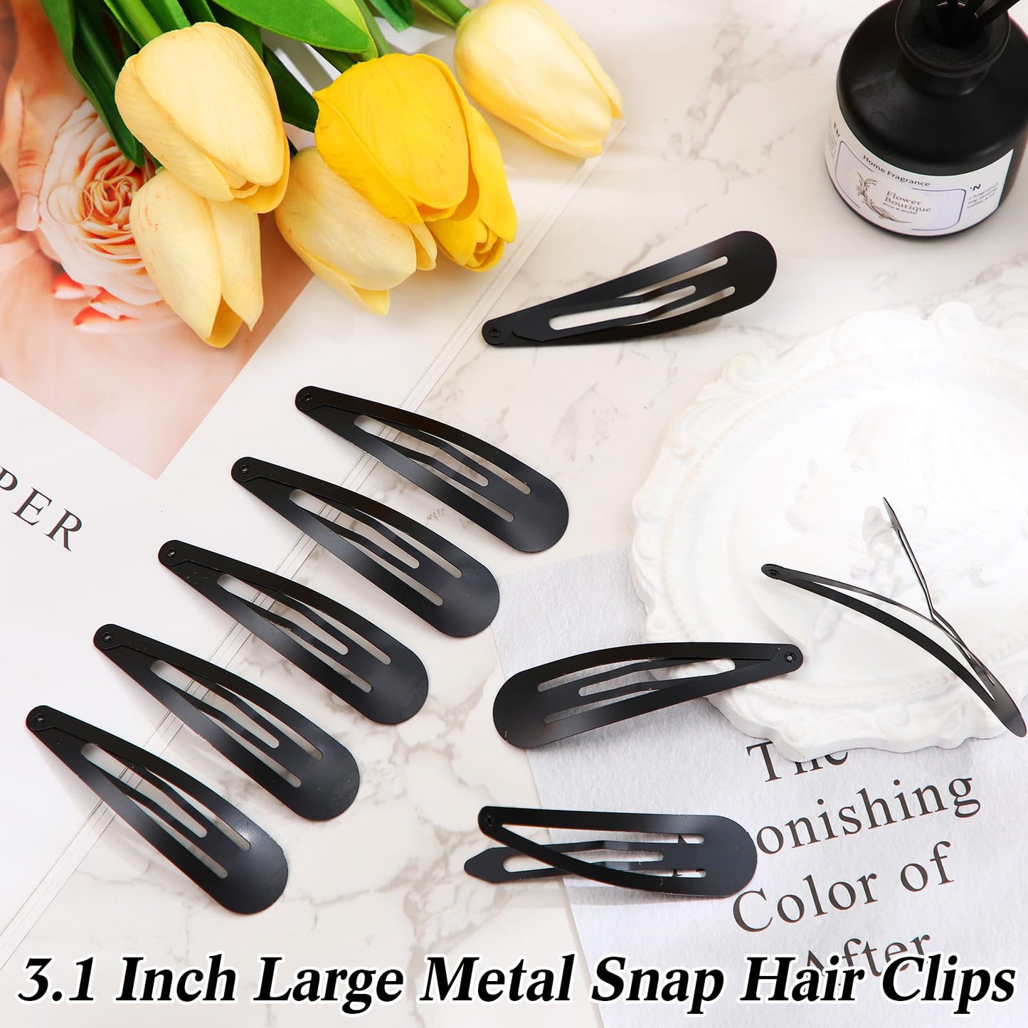 WILLBOND 30 Pieces 3.1 Inch Large Metal Snap Hair Clips Nonslip Barrettes Women Hair Accessories(Black) Beauty & Personal Care WILLBOND