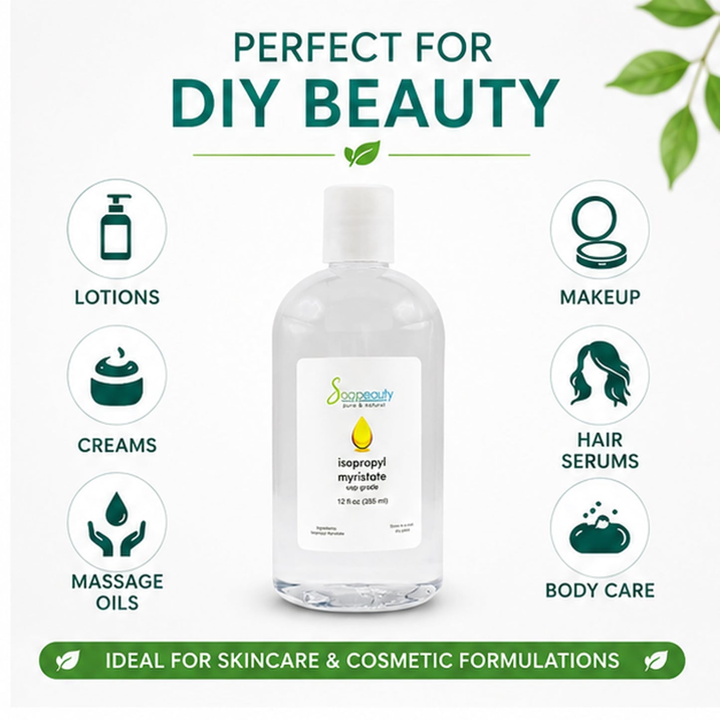 Soapeauty Isopropyl Myristate - Cosmetic Grade IPM - For Lotions, Creams, Soap Making, Hair Care, Fragrance Oils, Makeup Remover & DIY Beauty Beauty and Personal Care Soapeauty