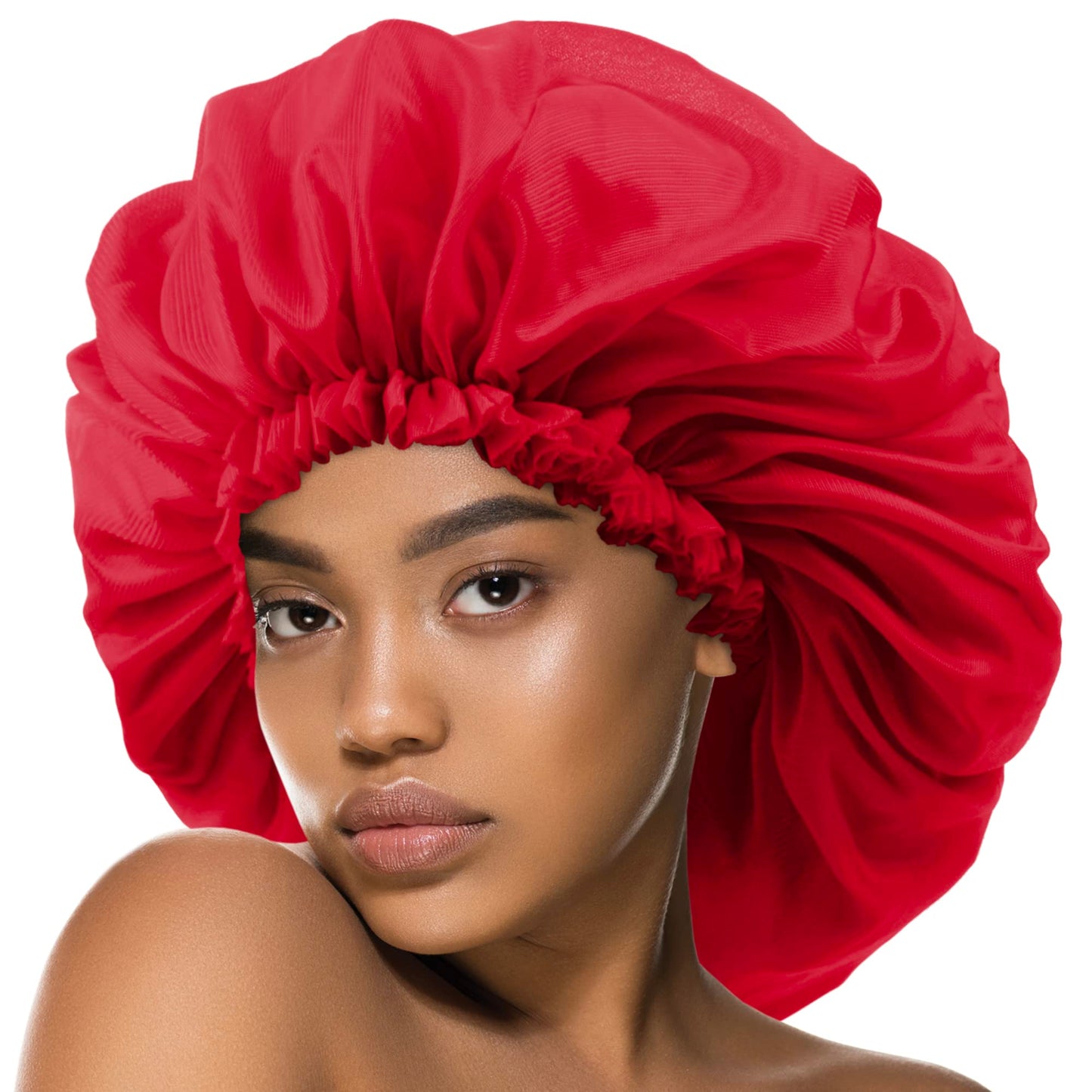 Argan & Black Castor Treatment Caps Satin Sleep Cap Bonnet Hair Accessories Shower Caps for Women Reusable Waterproof Super Jumbo Red Beauty & Personal Care DONNA
