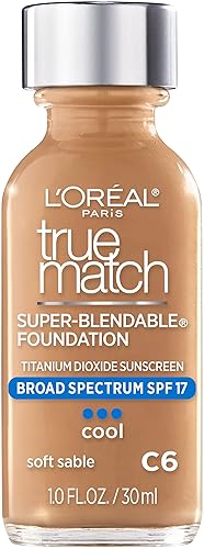 L’Oréal Paris Makeup True Match Super-Blendable Liquid Foundation, Soft Sable C6, 1 Fl Oz,1 Count Beauty & Personal Care L'Oreal Paris