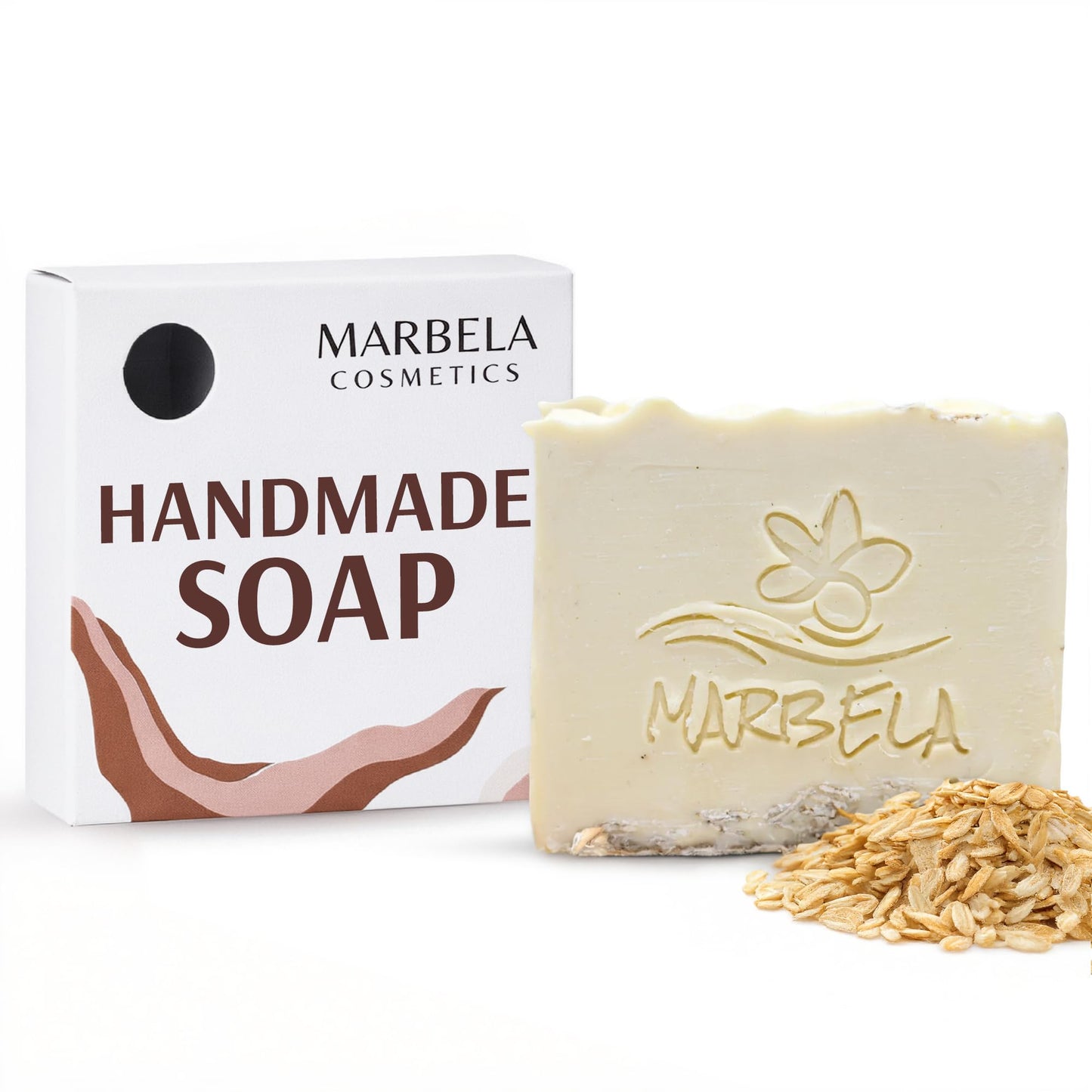 Marbela Cosmetics Natural Oats Handmade Soap Bar - Made in USA, Vegan Friendly, Palm Oil Free, Natural Bar Soap - Gentle Face & Body Soap for Daily Beauty & Personal Care Marbela