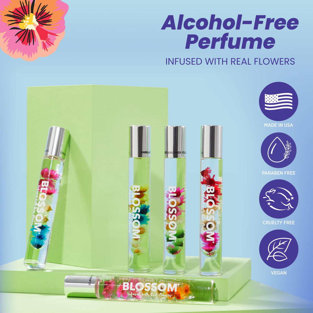 Blossom Roll on Perfume for Women Alcohol Free Rollerball Perfume Oil with Essential Oils, Infused with Real Flowers, Made in USA, 0.20oz (Vanilla Beauty & Personal Care Blossom