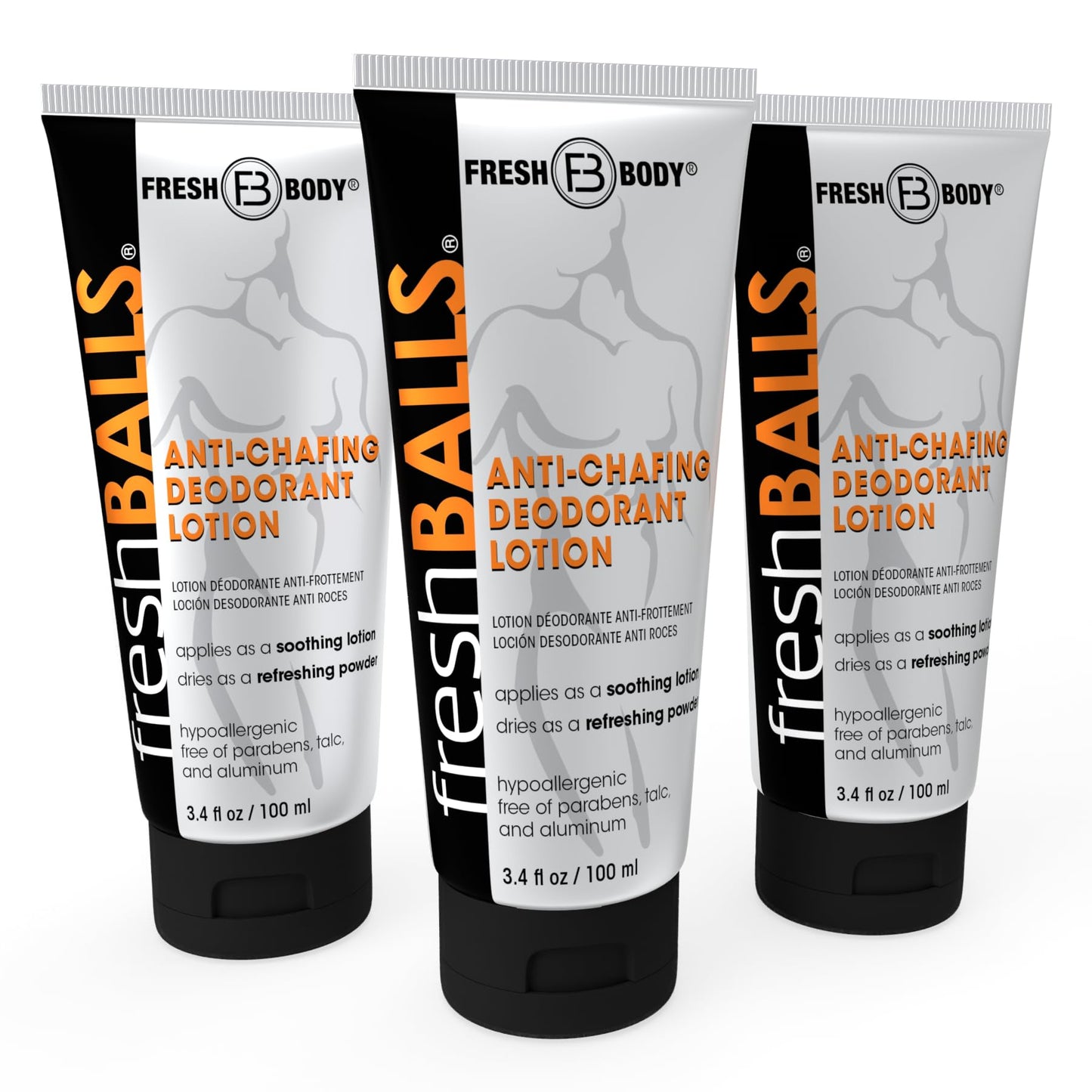 Fresh BALLS Lotion | Anti-Chafing Men's Soothing Cream to Powder Deodorant and Hygiene for Groin Area, 3.4 fl oz (Pack of 3) Beauty & Personal Care Fresh Body FB