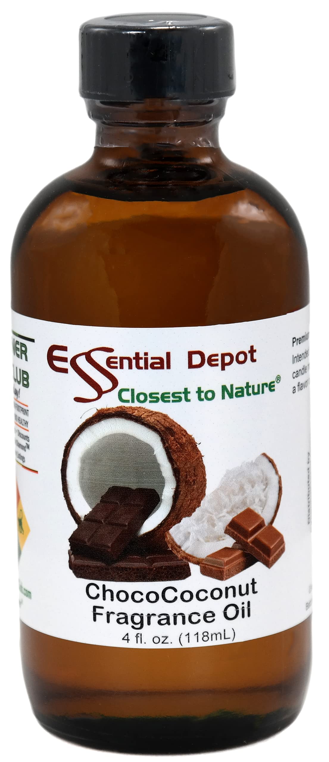 Essential Depot Chocococonut Fragrance Oil - Supplied in 4 oz. Amber Glass Bottle with Black Phenolic Cone Lined and Safety Sealed Cap Beauty & Personal Care Essential Depot
