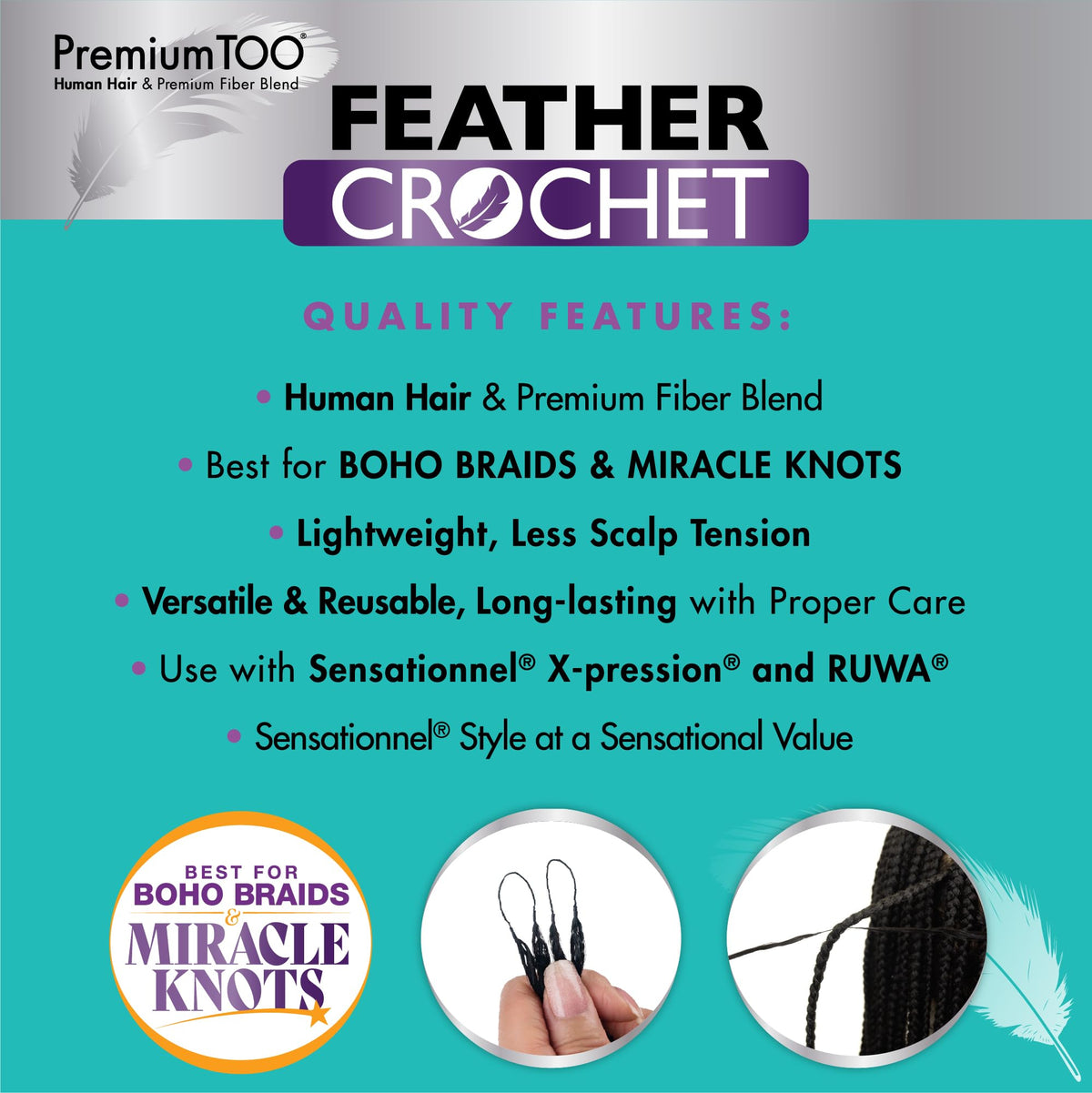 Sensationnel PremiumToo Feather Crochet Braid-Bohemian,22in, 27 HONEYBLONDE