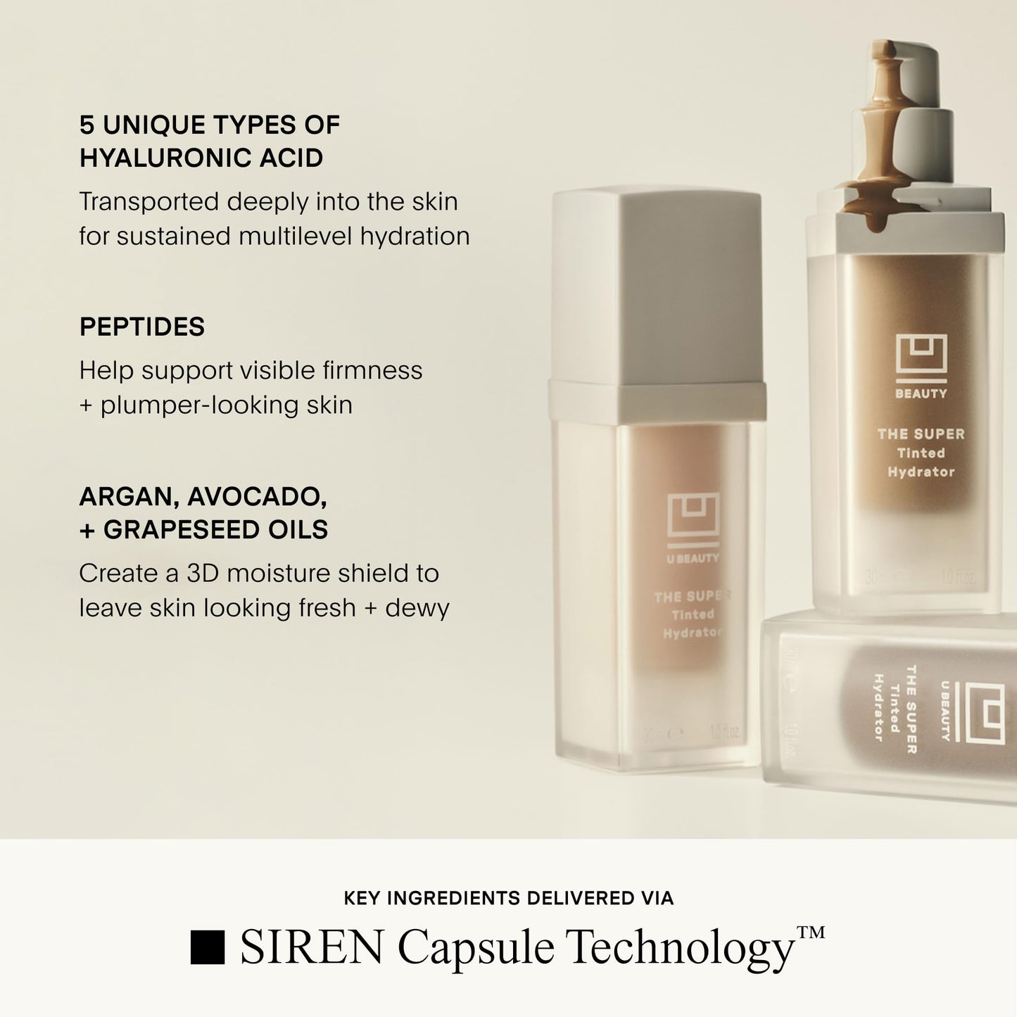 U Beauty The Super Tinted Hydrator Hyaluronic Acid Moisturizing Cream - Mega-Dose Skin Hydrator for Supple, Smooth, and Softer-Looking Skin For Up Beauty & Personal Care U Beauty