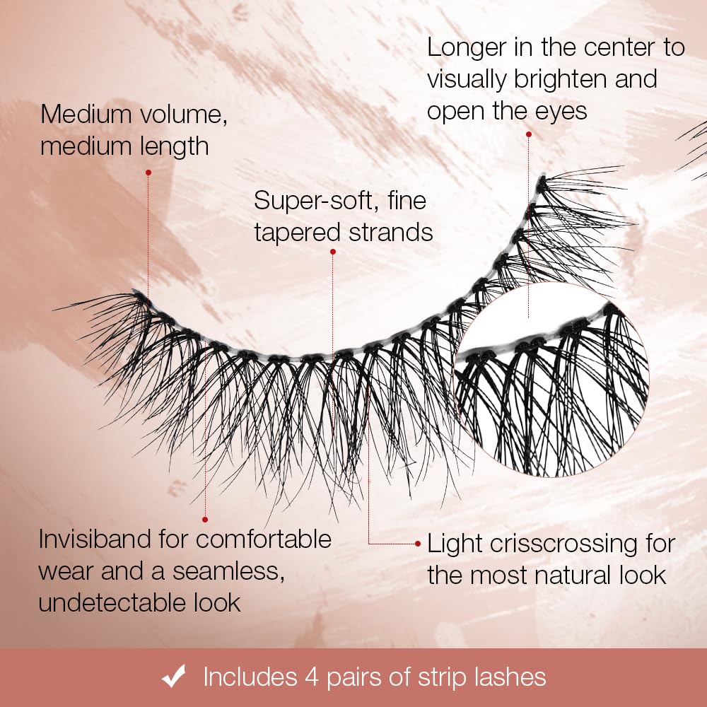 Ardell Naked Strip Lashes 421 - Natural-Looking, Long-Lasting False Eyelashes with Invisiband for Seamless Blend, 4 Pairs, 1-Pack Beauty & Personal Care Ardell