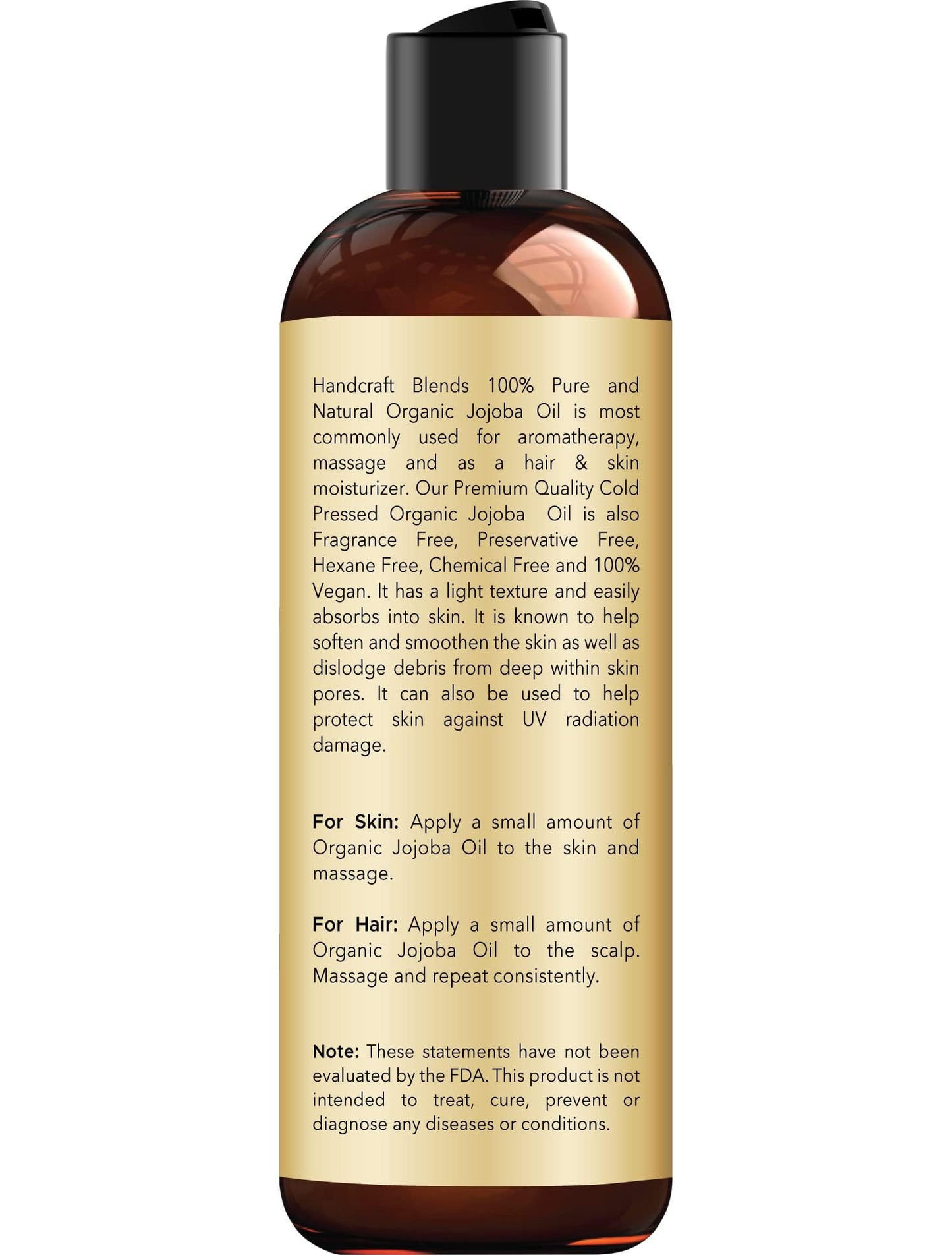 Handcraft Blends USDA Organic Jojoba Oil | Cold-Pressed | 8 Fl Oz | 100% Pure & Natural | for Hair, Skin & Face | Premium Grade Carrier Oil | Beauty & Personal Care Handcraft Blends