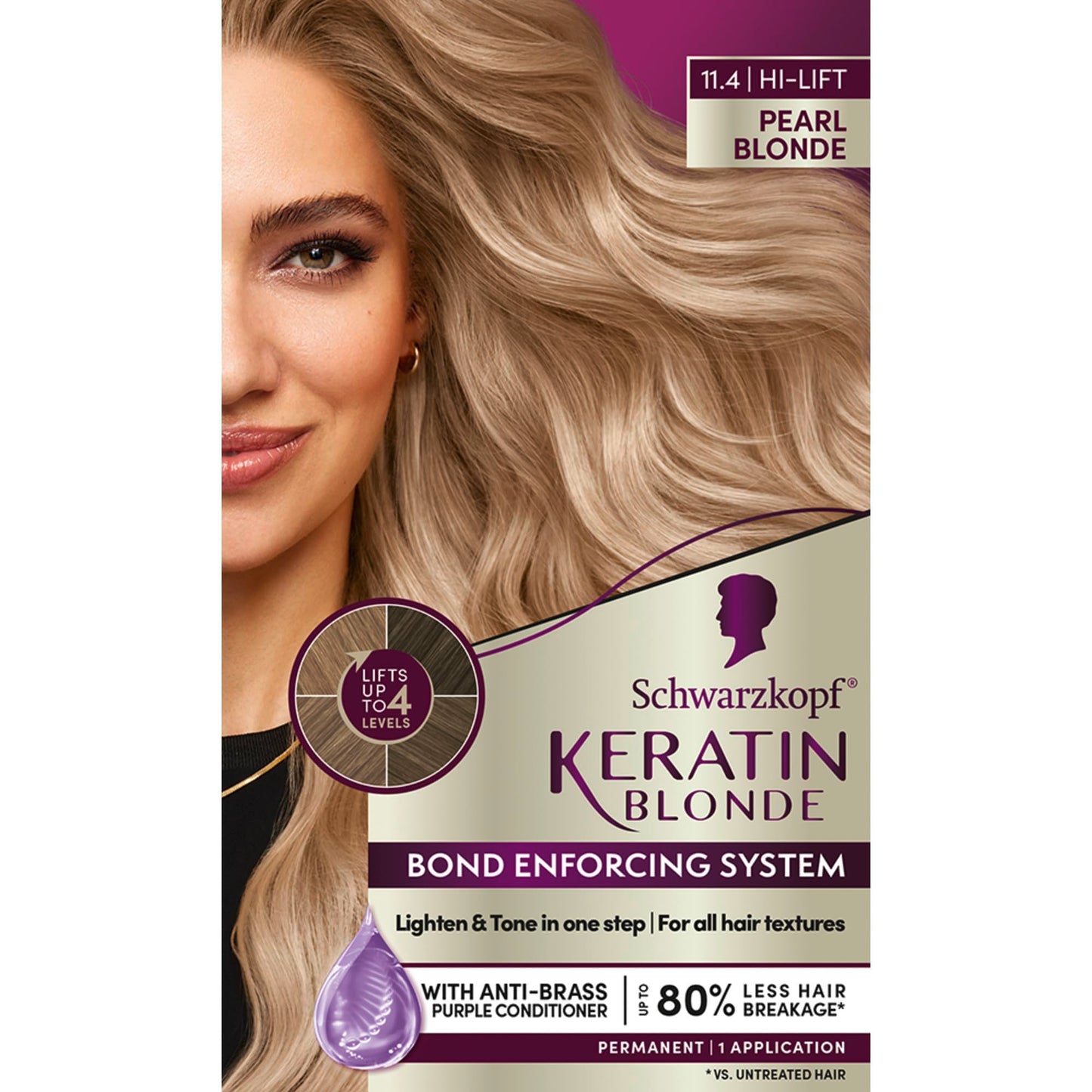 Schwarzkopf Keratin Blonde Hair Dye, 11.4 High Lift Pearl Blonde, Professional Quality Permanent Hair Color, Bond Enforcing System, Pre-Color Serum Beauty & Personal Care Schwarzkopf
