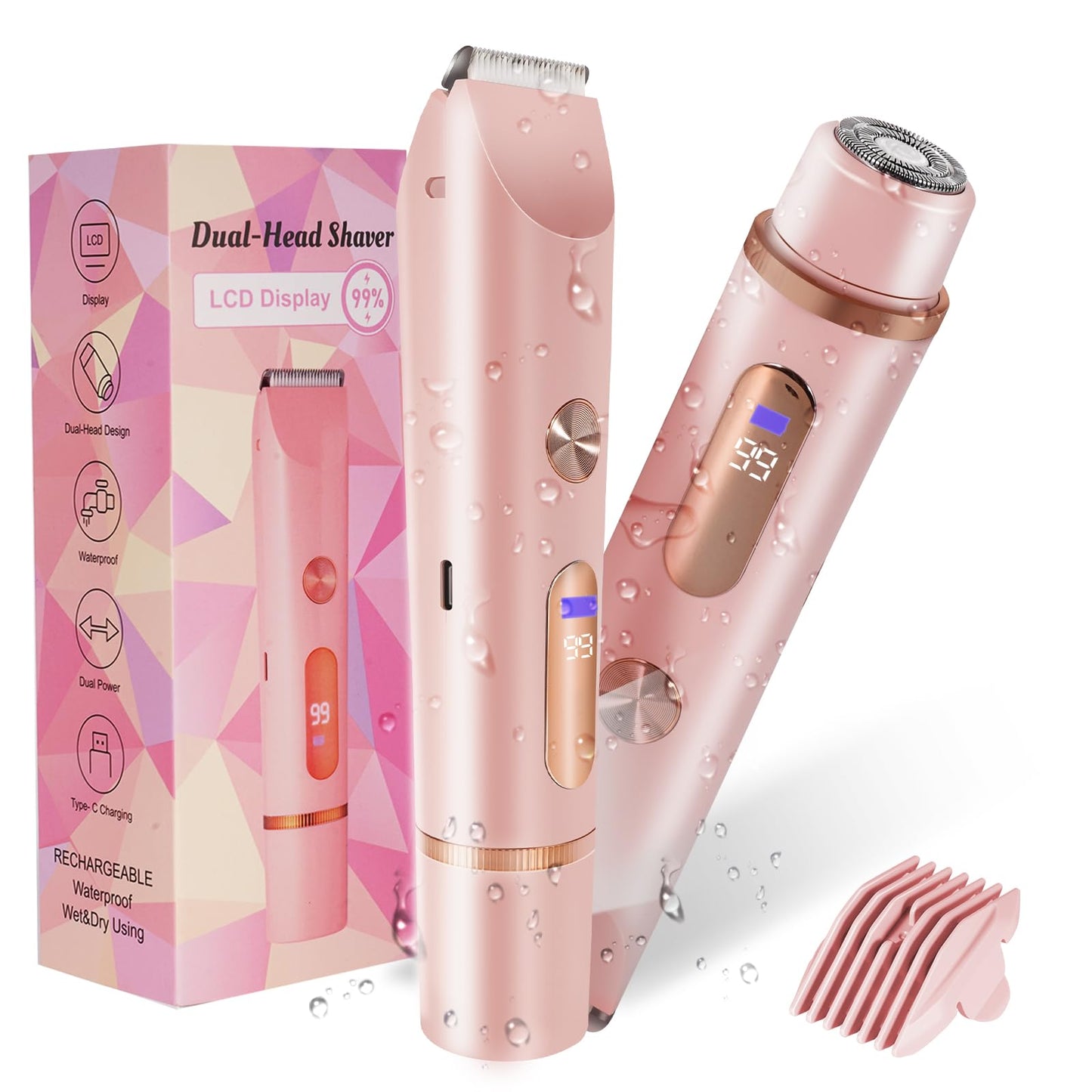 Bikini Trimmer for Women 2in1 High Power Epilators Hair Removal Waterproof Electric Razors Women's Electric Razor Pubic Hair Trimmer Shaver for Women Beauty and Personal Care FANKRUAI Default Title