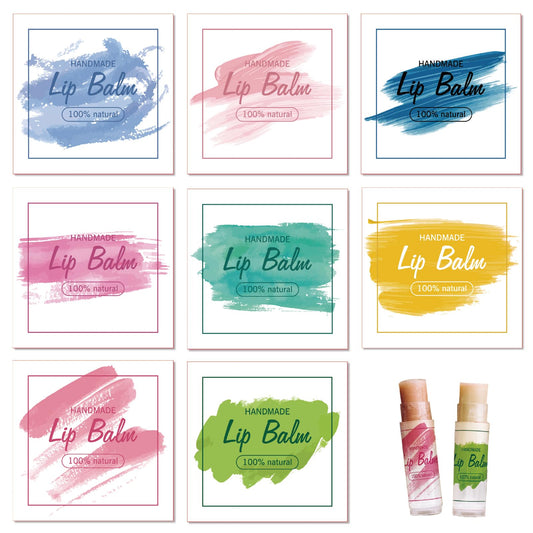 CRASPIRE 80Pcs 8 Styles Lip Balm Sticker Watercolor Graffiti Pattern Self-Adhesive Homemade Printable Lip Balm Labels Square DIY Label Stickers Beauty and Personal Care CRASPIRE