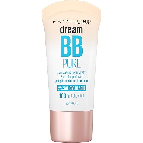 Maybelline Dream Pure Skin Clearing BB Cream, 8-in-1 Skin Perfecting Beauty Balm With 2% Salicylic Acid, Sheer Tint Coverage, Oil-Free, Light, 1 Count Beauty & Personal Care MAYBELLINE