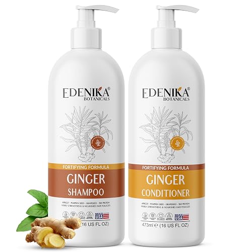 Edenika Botanicals Ginger Shampoo and Conditioner Set, Fortifying Formula with Certified and Organic Ingredients Naturally Nourish, Smooth Beauty & Personal Care EDENIKA BOTANICALS
