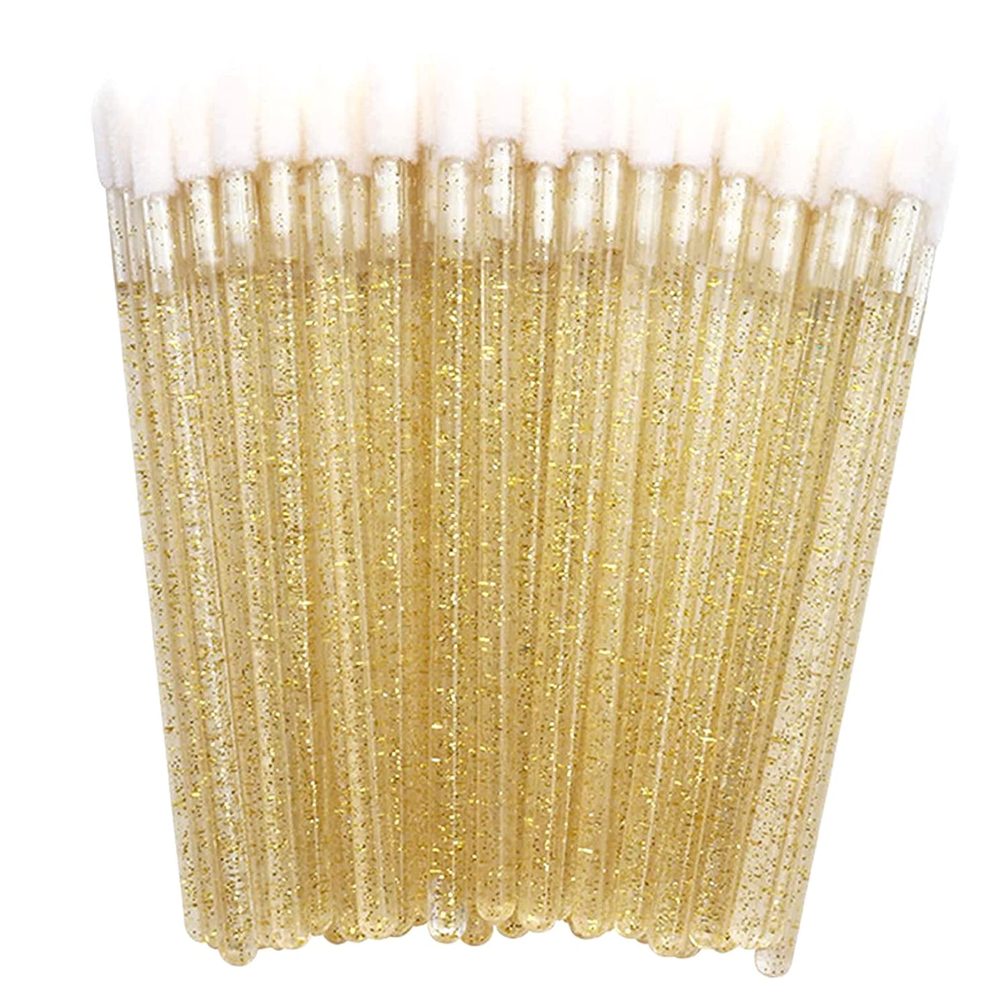 300 PCS Lip Brushes Disposable Lip Gloss Wands Lipstick Applicator Makeup Tool, Crystal Gold Handle Beauty & Personal Care myaokue-up