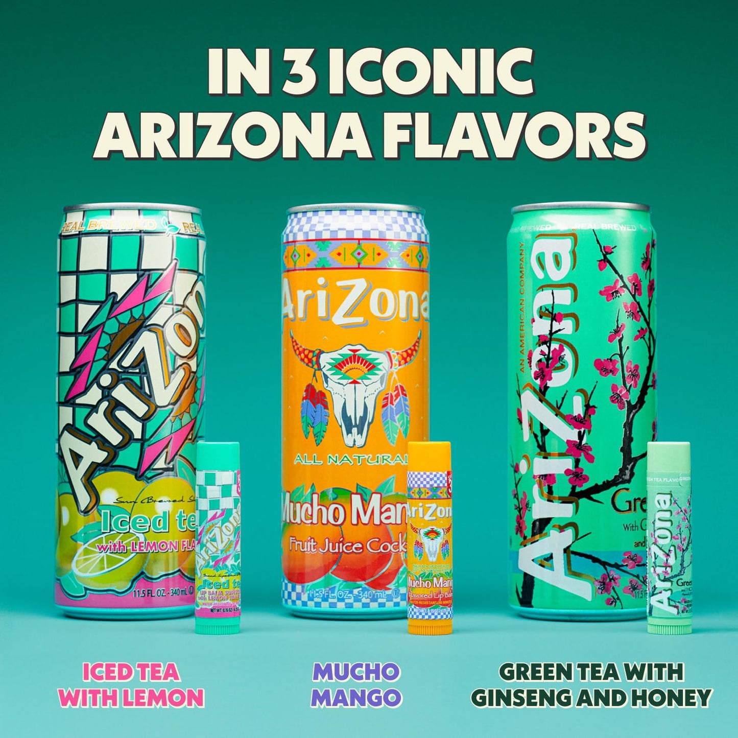 AriZona Iced Tea SPF 30 Lip Balms 3-Pack by Vacation Sunscreen, Hydrating Lip Sunscreen Chapstick, Water Resistant Vegan Sunscreen Lip Balm, 3 Iconic Beauty and Personal Care VACATION