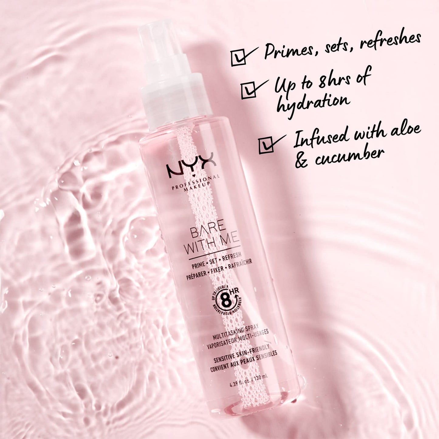 NYX PROFESSIONAL MAKEUP Bare With Me Multitasking Face Primer & Makeup Setting Spray, Hydrating Face Mist for up to 8HR Wear, Long-Lasting, Vegan Beauty & Personal Care NYX PROFESSIONAL MAKEUP