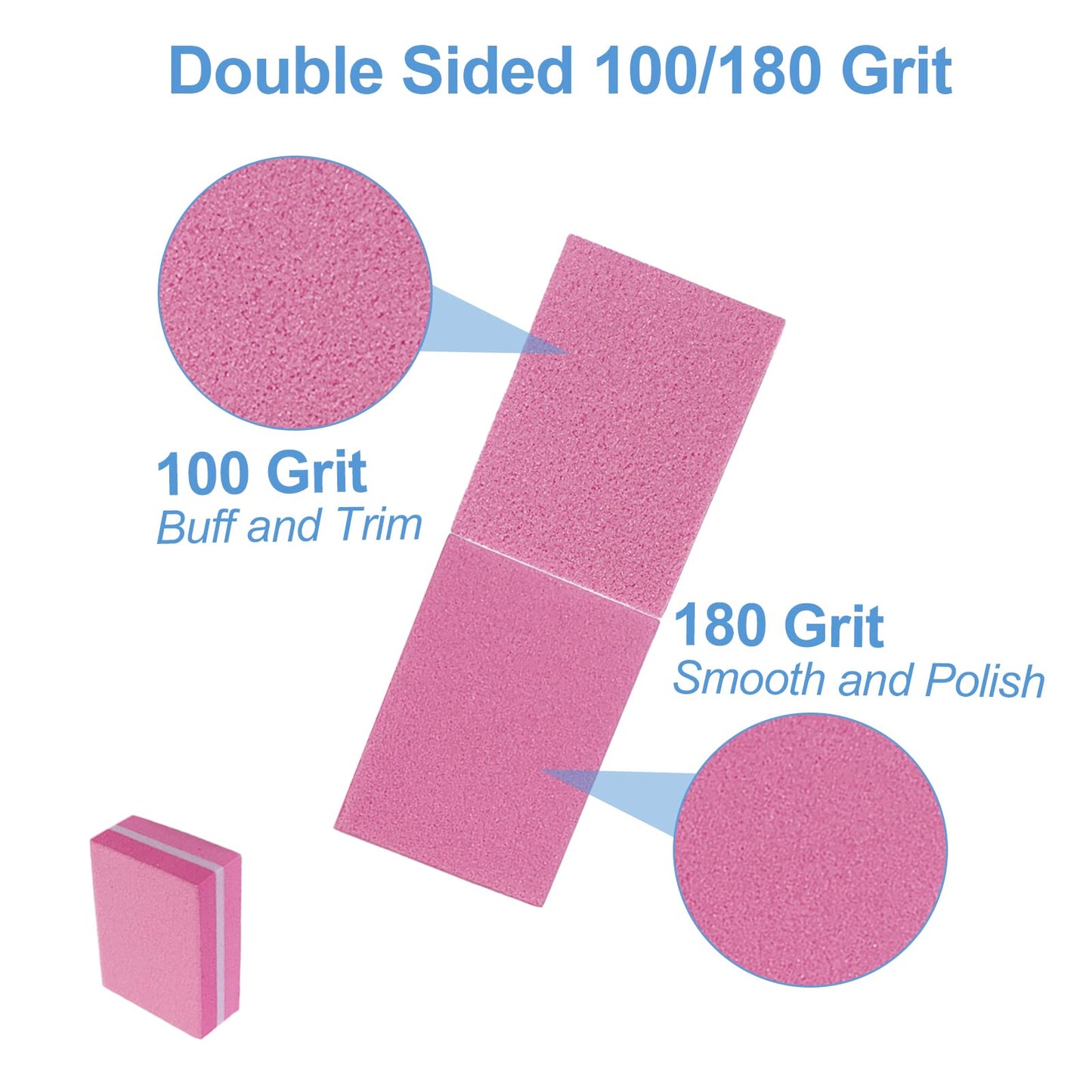 Nail Buffers (100 Pack), Mini Buffer Block Nail File for Acrylic and Natural Nails, 100/180 Grit Nail Buffer Block Bulk Buffing Blocks for Nail Buff Beauty and Personal Care AhaTopia
