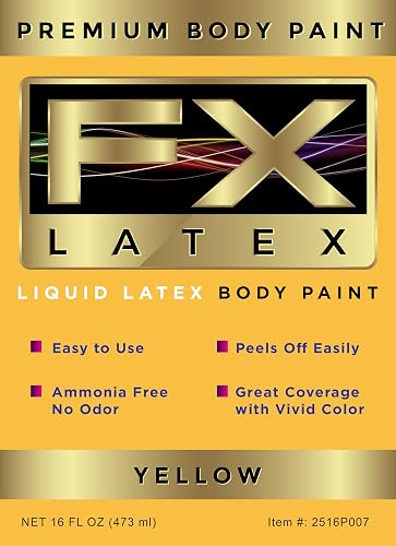 Liquid Latex - Face and Body Paint, Ammonia Free, Easy On and Off, Cosplay Makeup, Create Professional Monster, Zombie Arts 16 Oz (Yellow) Beauty & Personal Care Liquid Latex Fashions