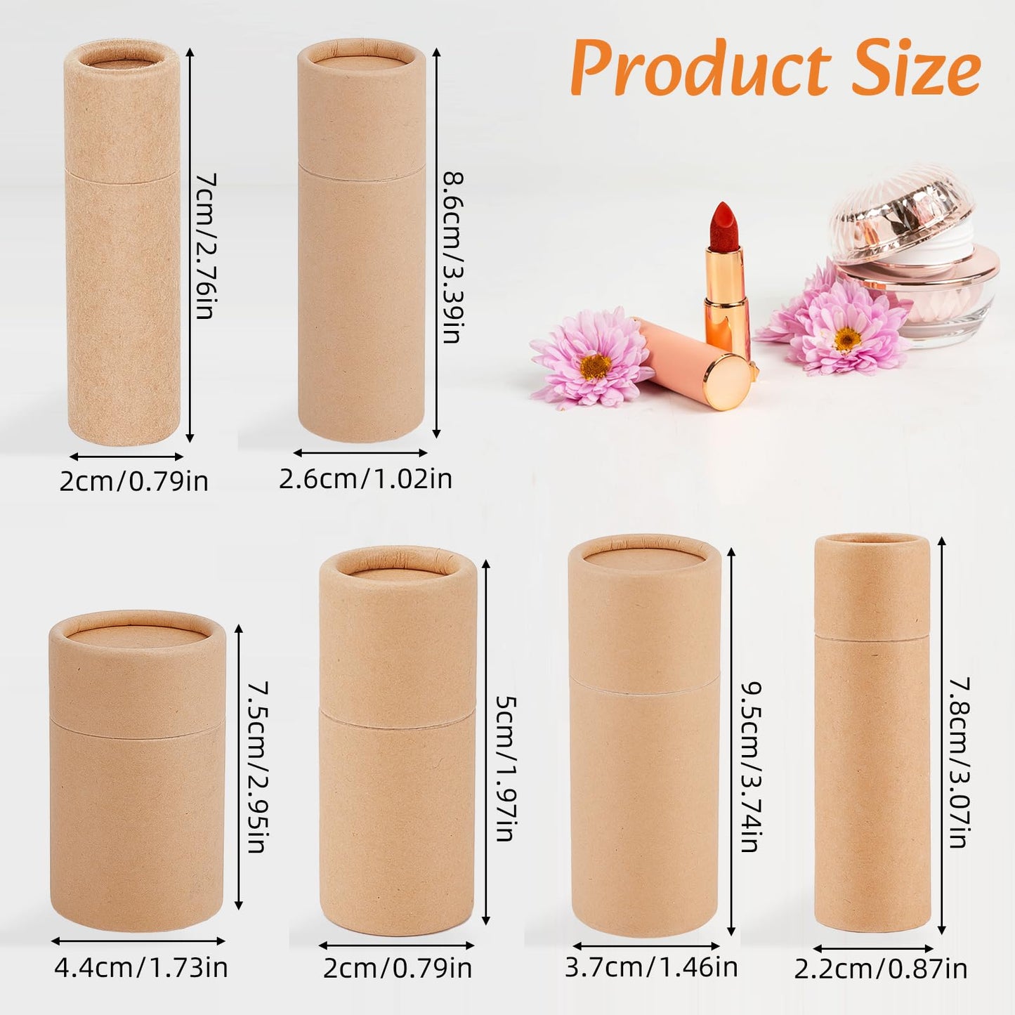 NICENEEDED 12 PCS Twist Up Lip Balm Tubes, Empty Lip Gloss Balm Holder, Kraft Paper Rotatable Deodorant Containers for DIY Homemade Lipsticks Beauty and Personal Care NICENEEDED