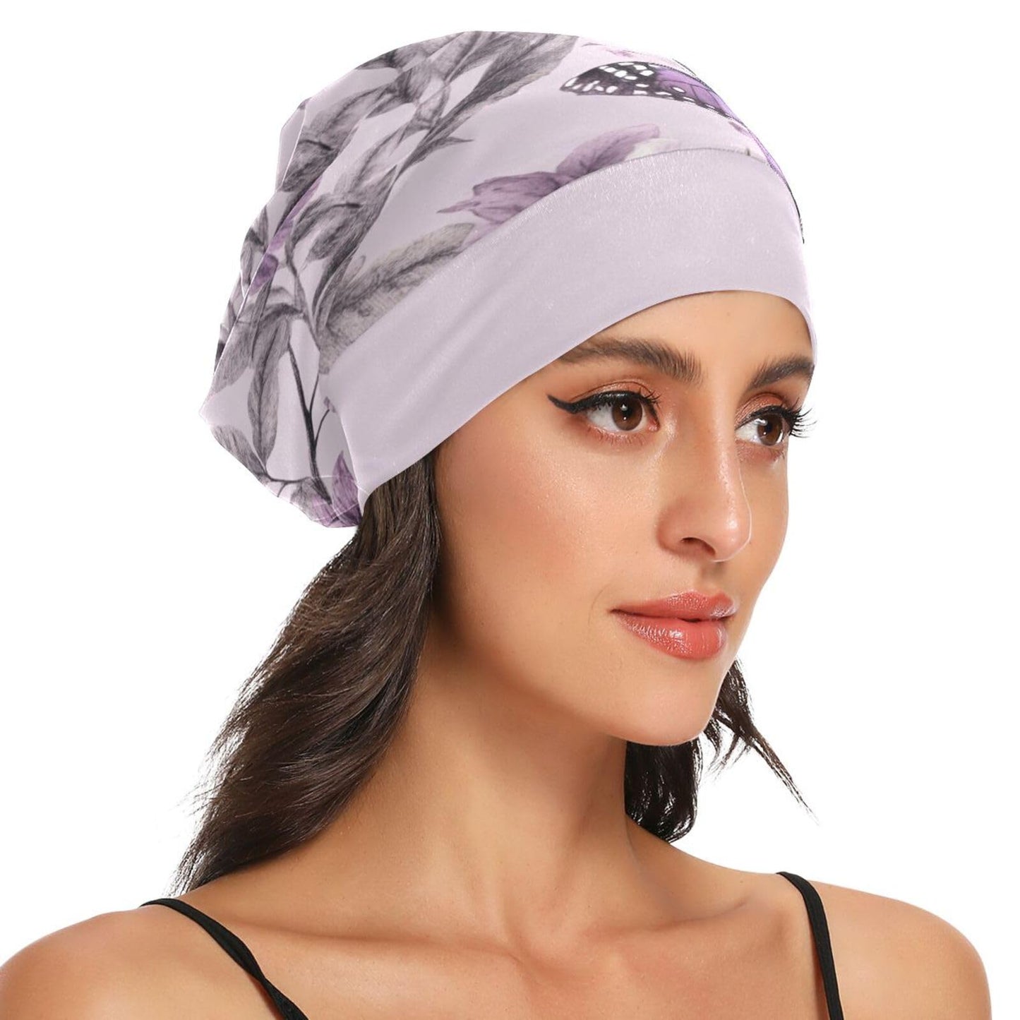 ElliTarr Beanie Hat Satin Bonnet Lined Sleep Cap Hair Wrap Cover Slouchy Beanie for Curly Hair Protection for Gifts for Men Women Pastel Purple Beauty and Personal Care ElliTarr