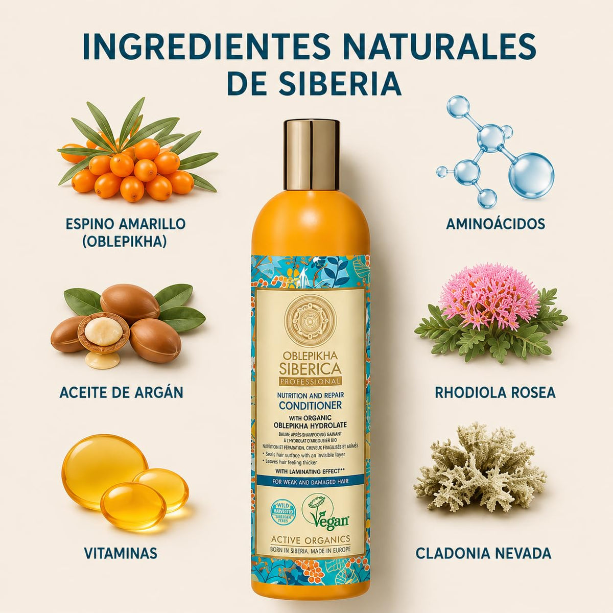 Oblepikha hair conditioner for weak and damaged hair, 400ml