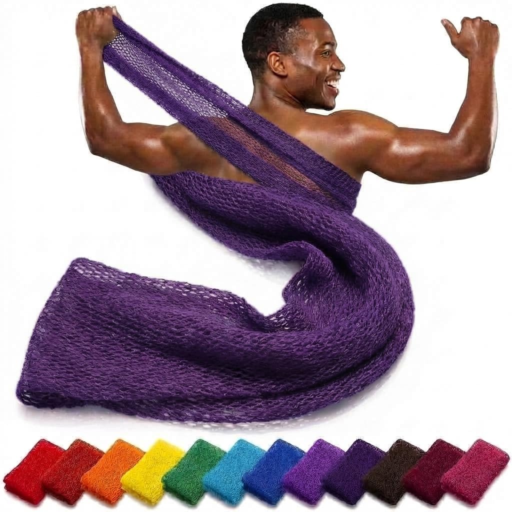 African net Sponge Authentic with Knots, Real, Long, exfoliating net Sponge with 12 Colors for Sale Made for Both Men and Women as a Hygiene Essential Beauty and Personal Care AFRICANA BEAUTY