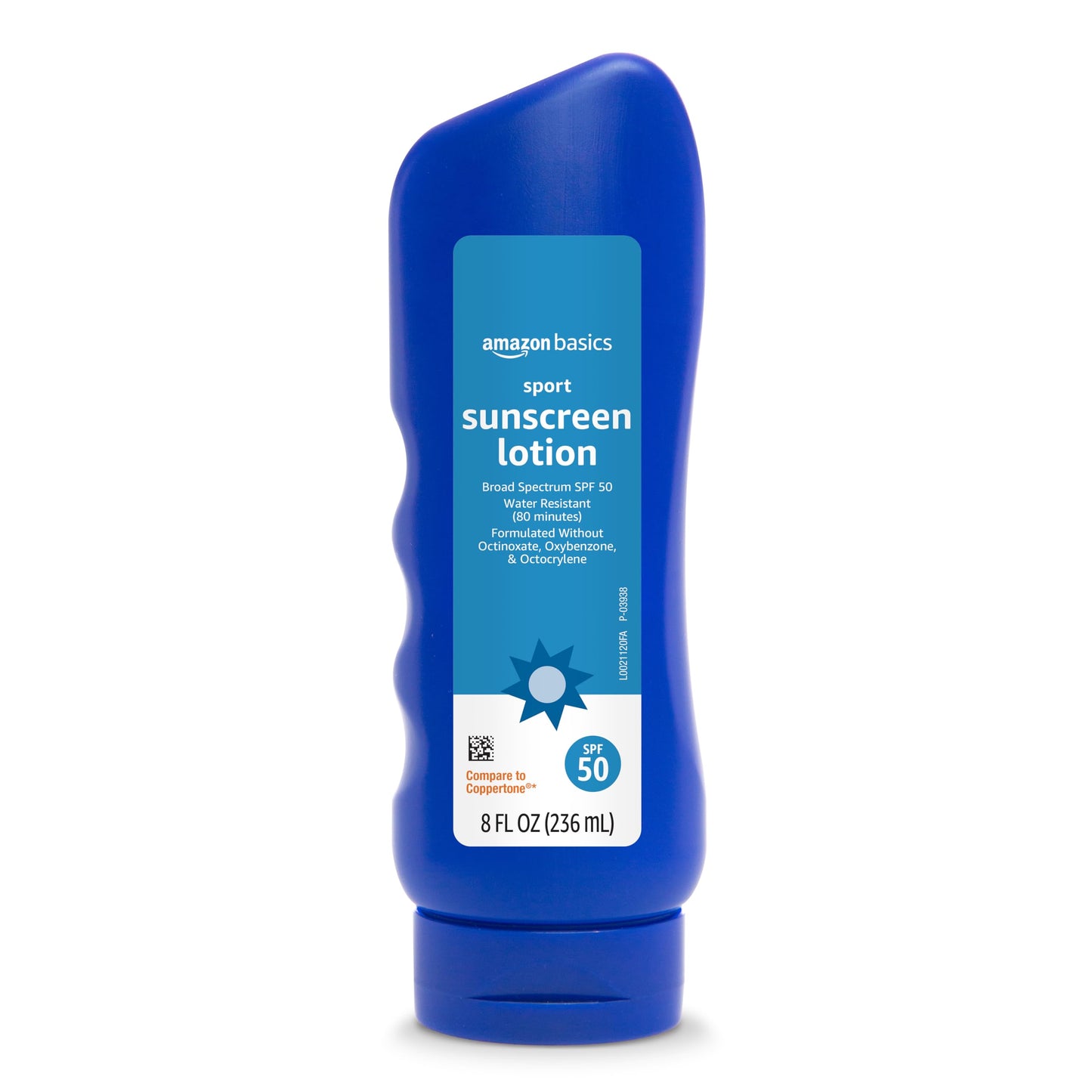 Amazon Basics Sport Sunscreen Lotion SPF 50, Water Resistant (80min), Formulated without Octinoxate & Oxybenzone, Broad Spectrum UVA/UVB Protection, 8 Beauty & Personal Care Amazon Brand - Solimo
