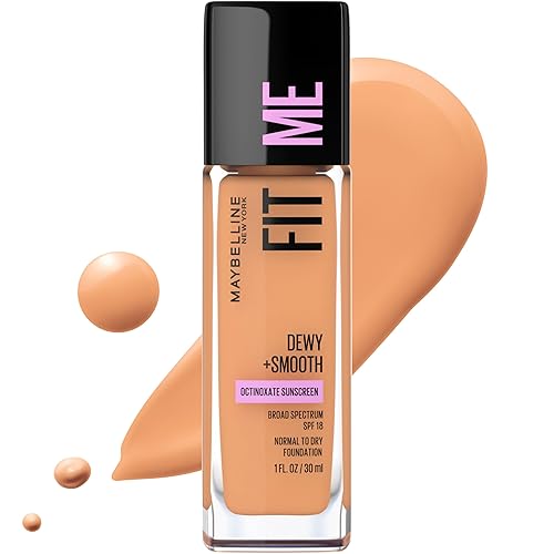 Maybelline Fit Me Dewy + Smooth Liquid Foundation Makeup, Warm Honey, 1 Count (Packaging May Vary) Beauty & Personal Care MAYBELLINE
