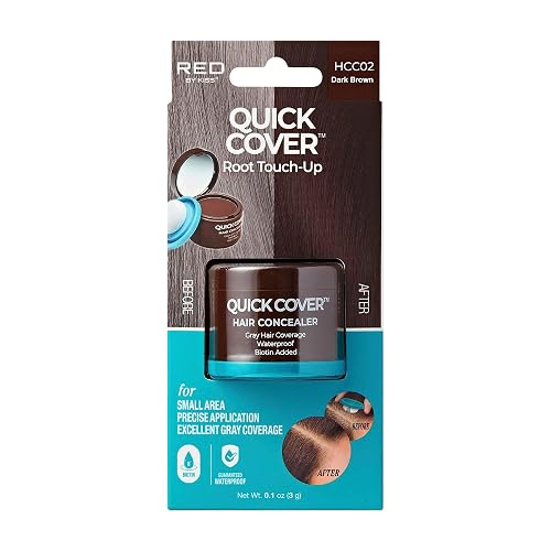 Red by Kiss Quick Cover Hair Concealer, Temporary Root Touch-Up, Precision Gray Coverage, Lightweight & Waterproof, Biotin Infused (Dark Brown) Beauty & Personal Care Red by Kiss